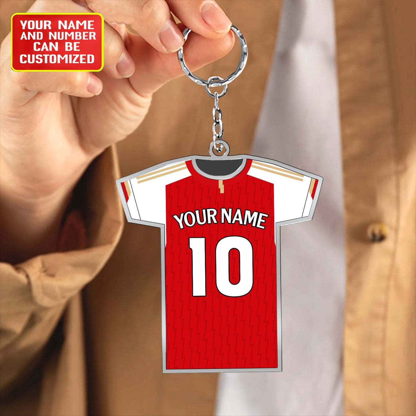 Personalized Football Shirt Keyring - Arsenal Fan Keyring, Football Keychain