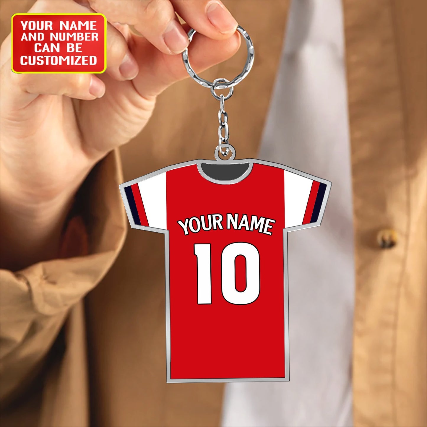 Personalized Football Shirt Keyring - Arsenal Fan Keyring, Football Keychain