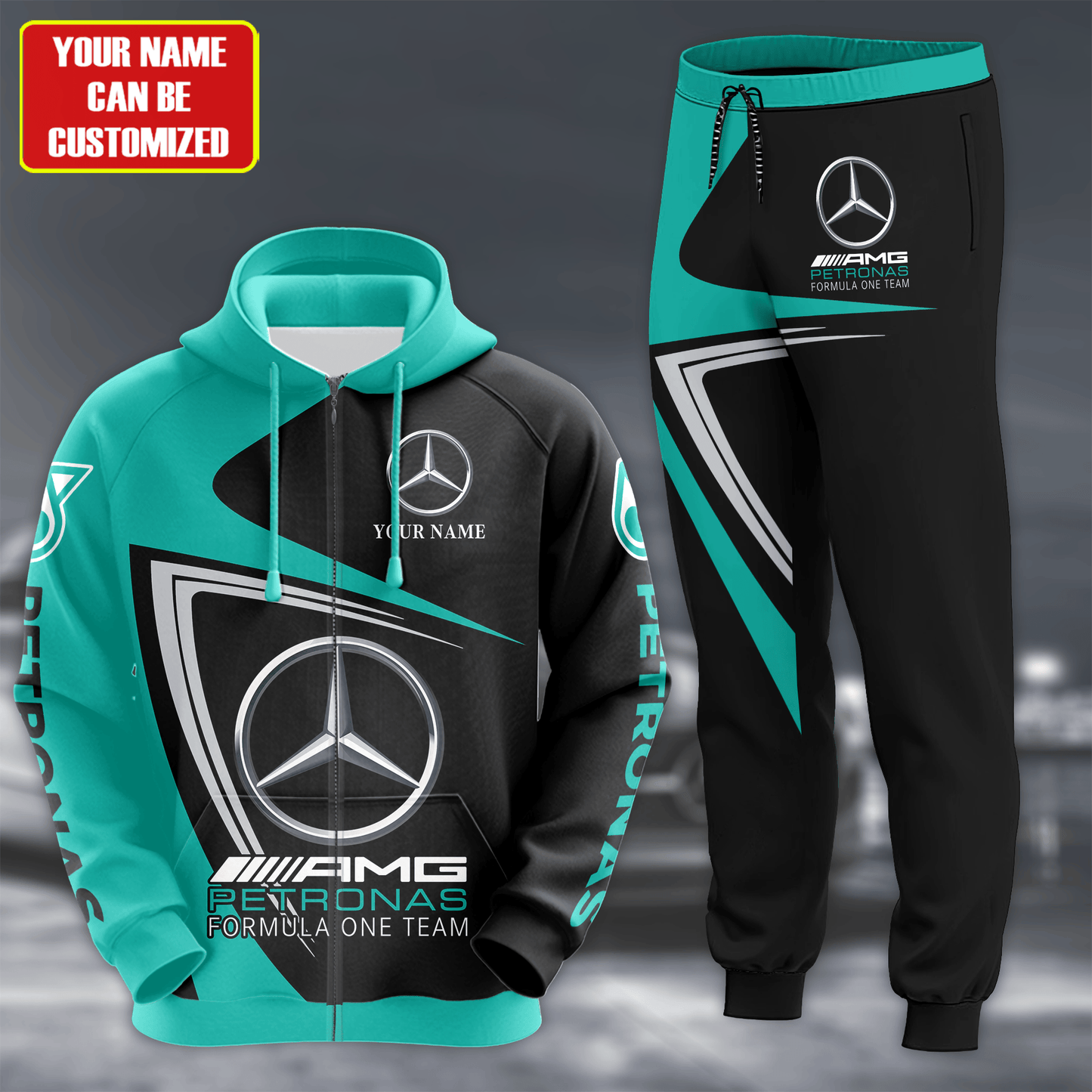 Personalized Merc Petronas 3D All over Printed Hoodie and Sweatpants set