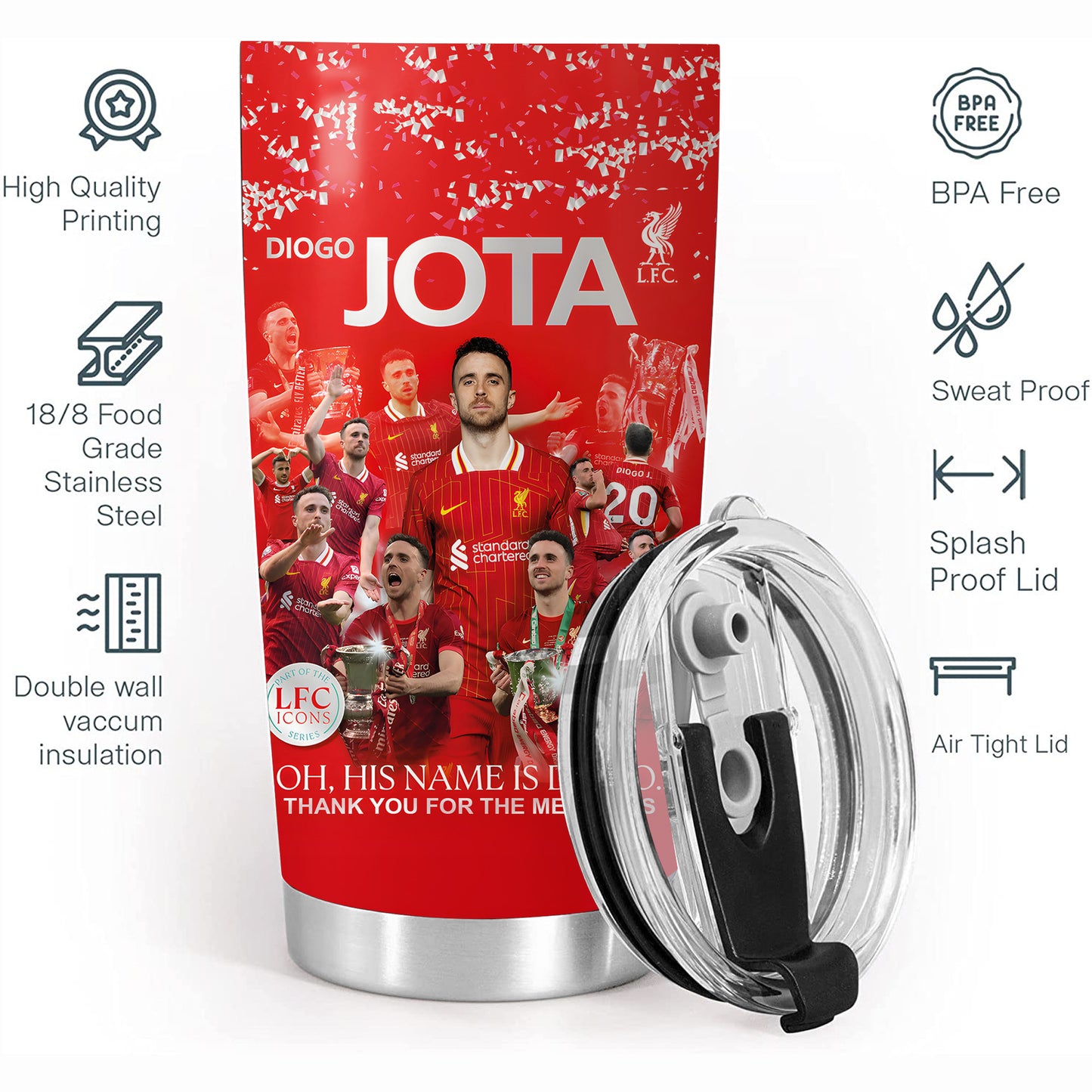 Liverpool Diogo J Stainless Tumbler 20oz 30oz Cup