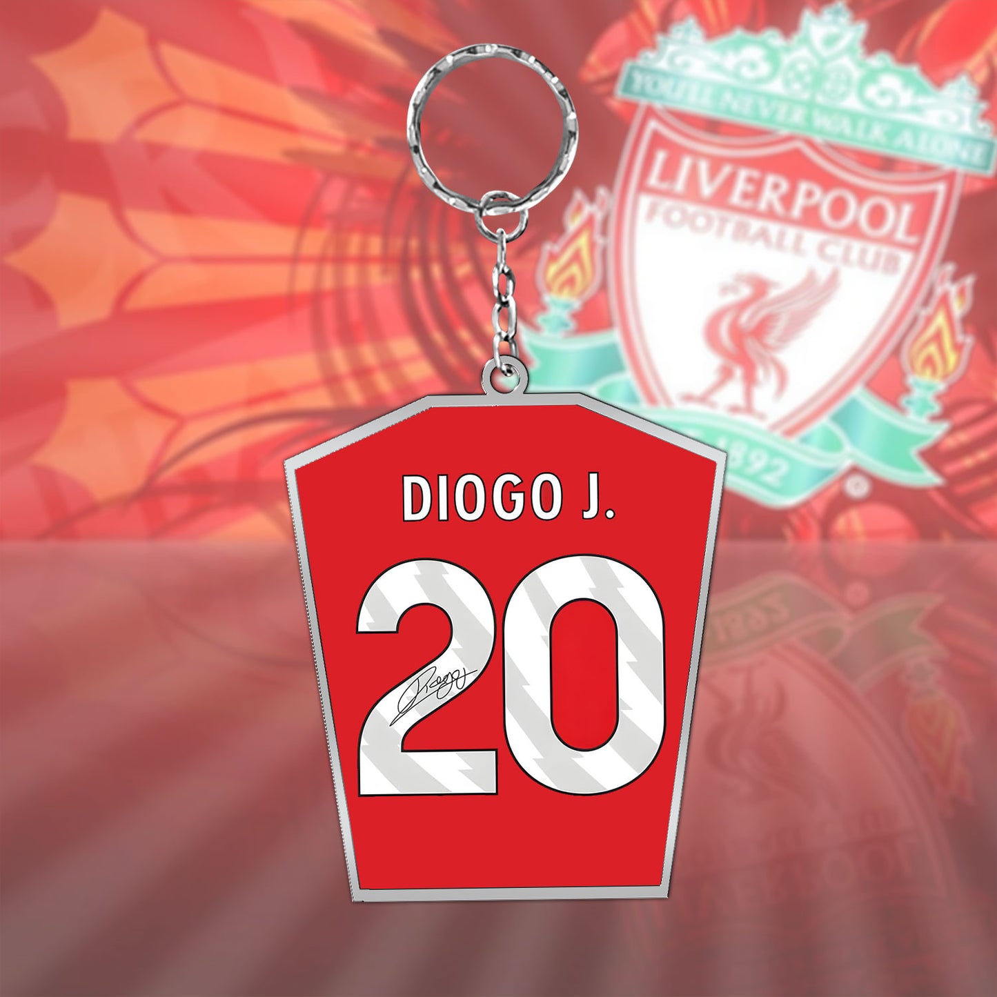 D.J Football Shirt Keyring - LVP Fan Keyring, Football Keychain with signature