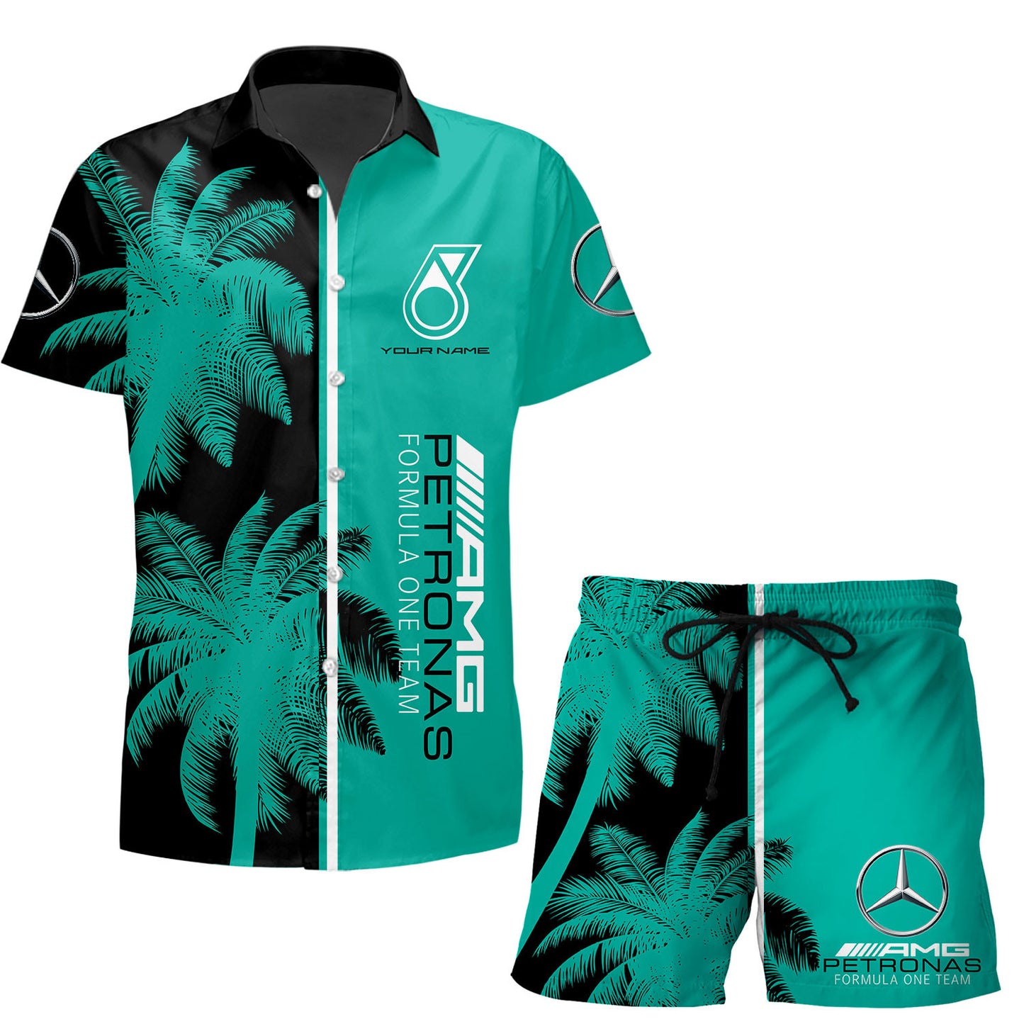 Personalized Merc AMG Petronas Tropical Hawaii Shirt Beach Short V15