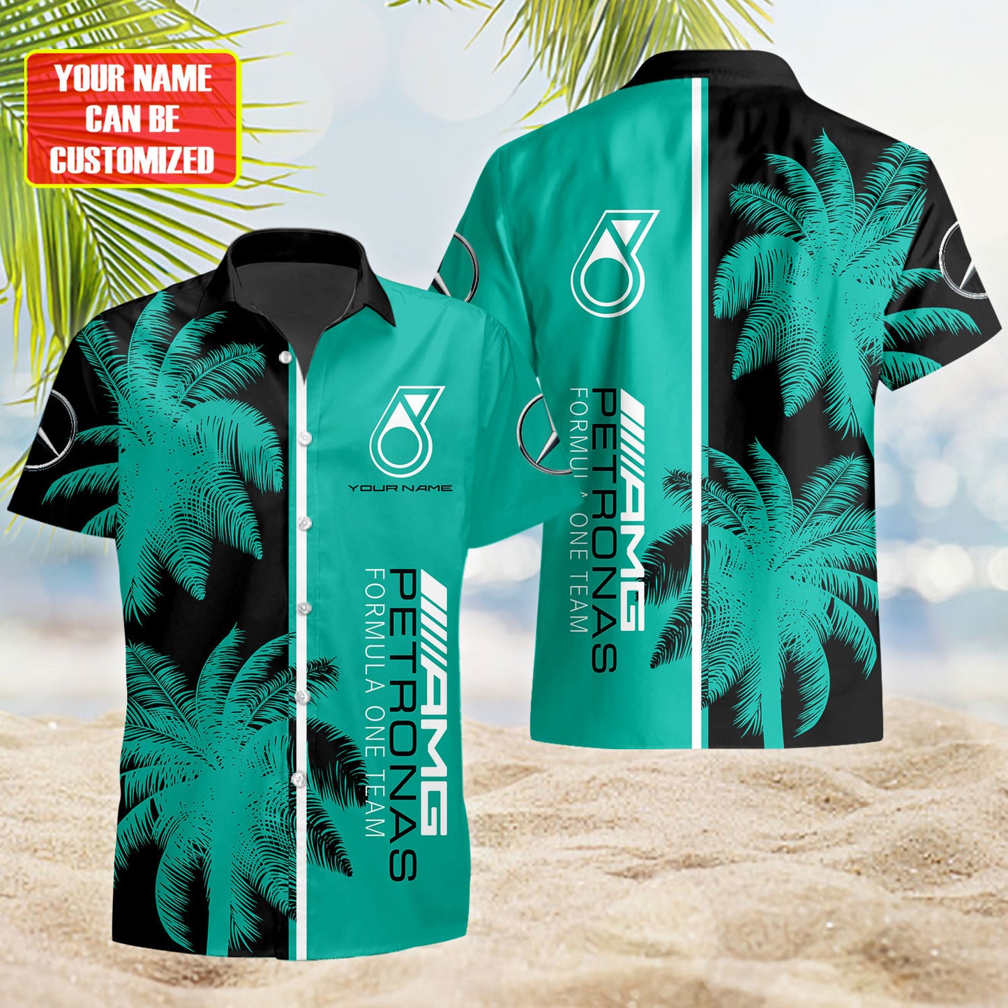 Personalized Merc AMG Petronas Tropical Hawaii Shirt Beach Short V15