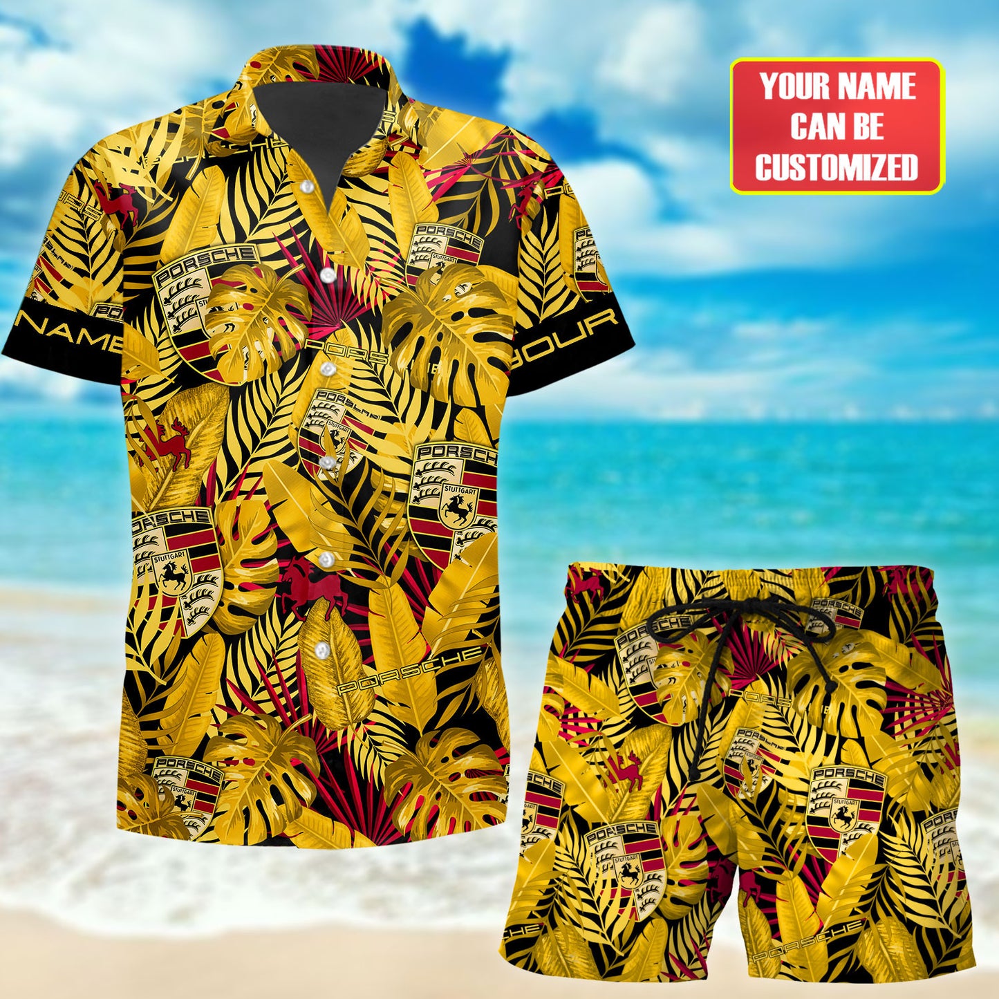 Personalized Pors Sport Tropical Hawaii Shirt Beach Short