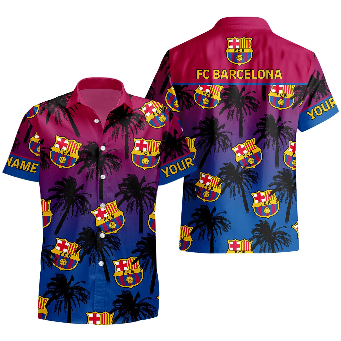 Personalized Barcelona FC Tropical Hawaii Shirt Beach Short V4