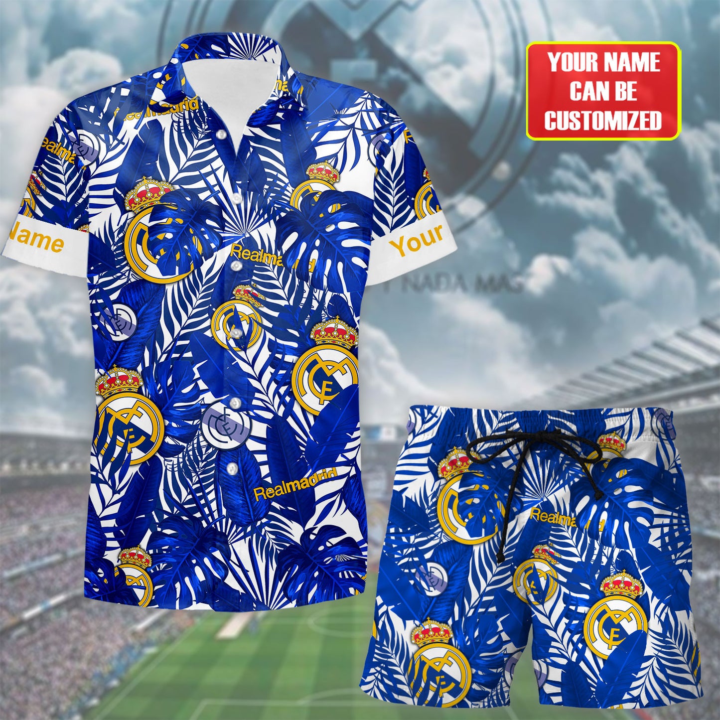 Personalized Real Madrid Tropical Hawaii Shirt Beach Short V2