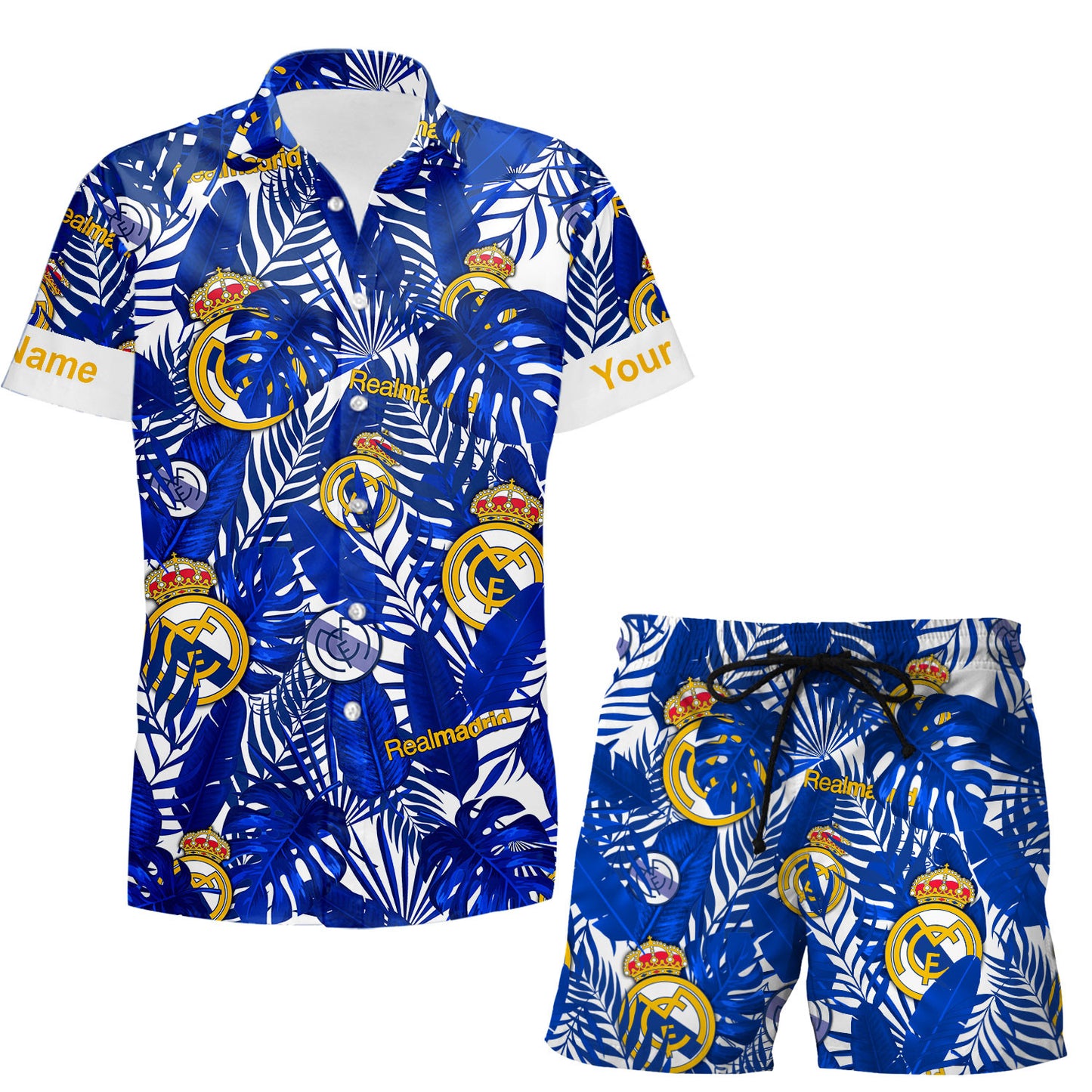 Personalized Real Madrid Tropical Hawaii Shirt Beach Short V2
