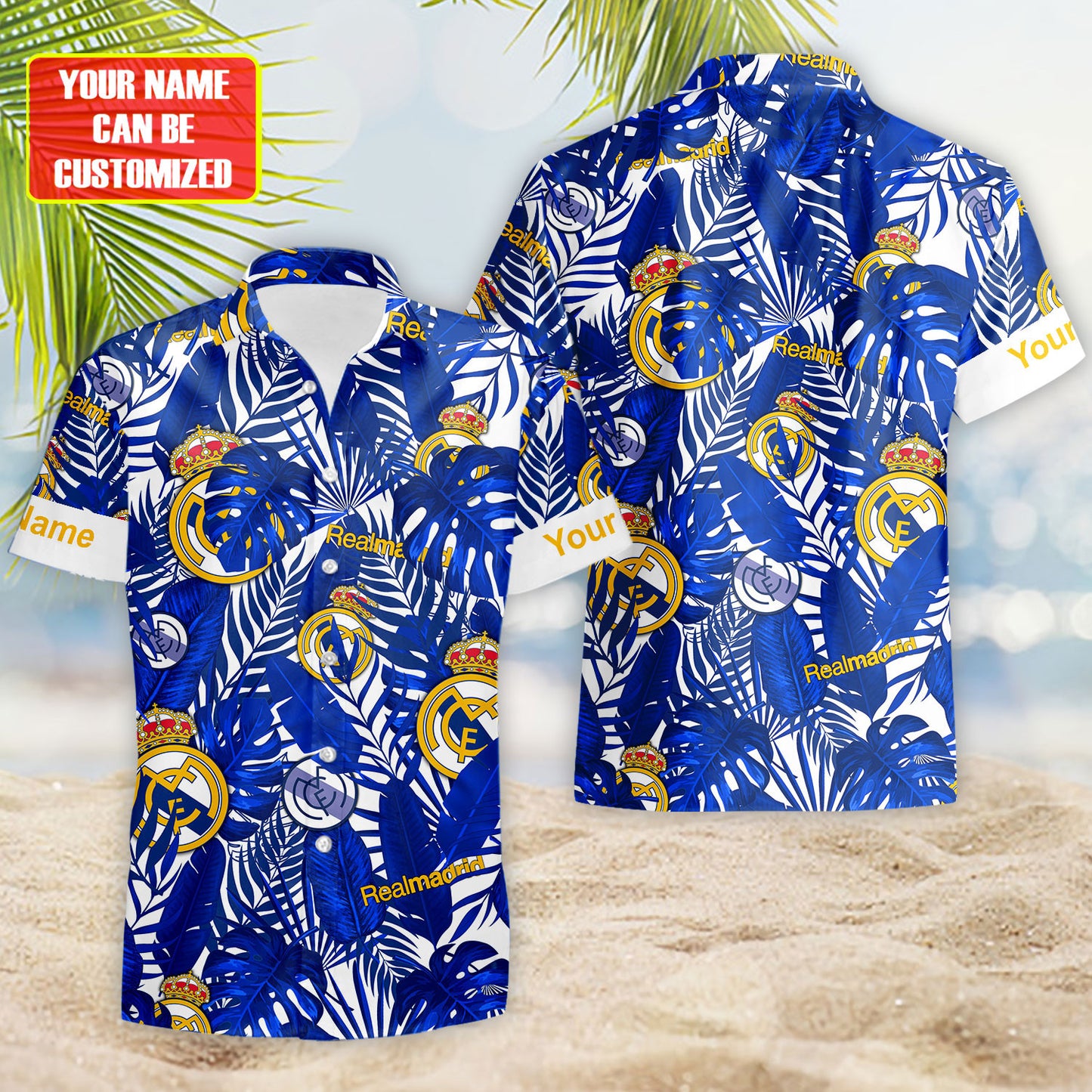 Personalized Real Madrid Tropical Hawaii Shirt Beach Short V2
