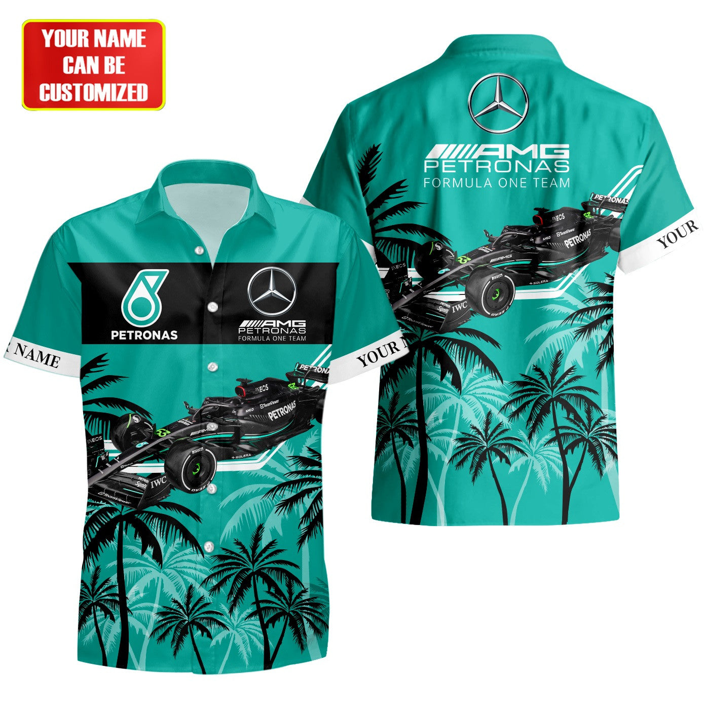 Personalized Merc AMG Petronas Tropical Hawaii Shirt Beach Short V16