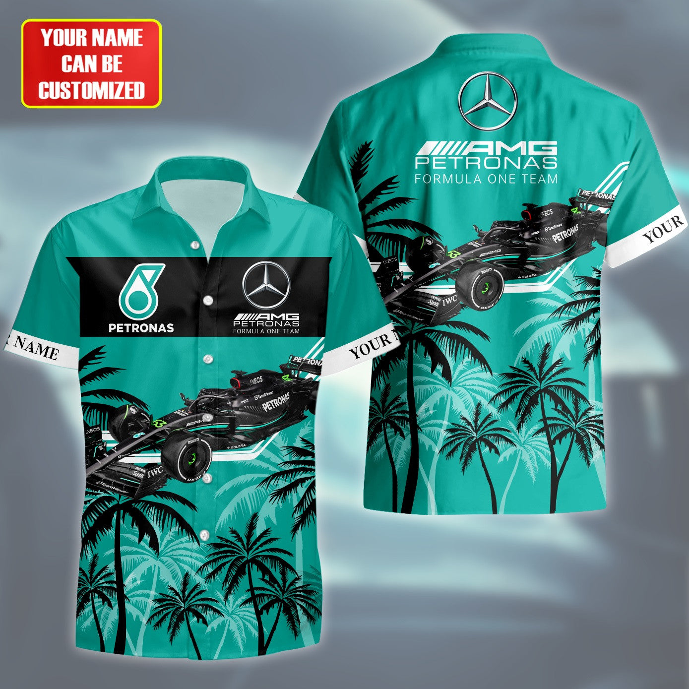 Personalized Merc AMG Petronas Tropical Hawaii Shirt Beach Short V16