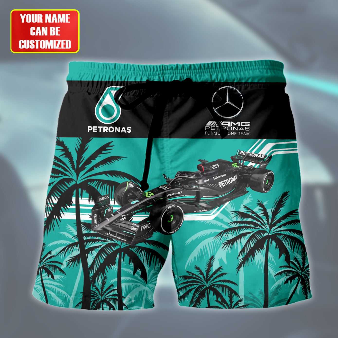 Personalized Merc AMG Petronas Tropical Hawaii Shirt Beach Short V16