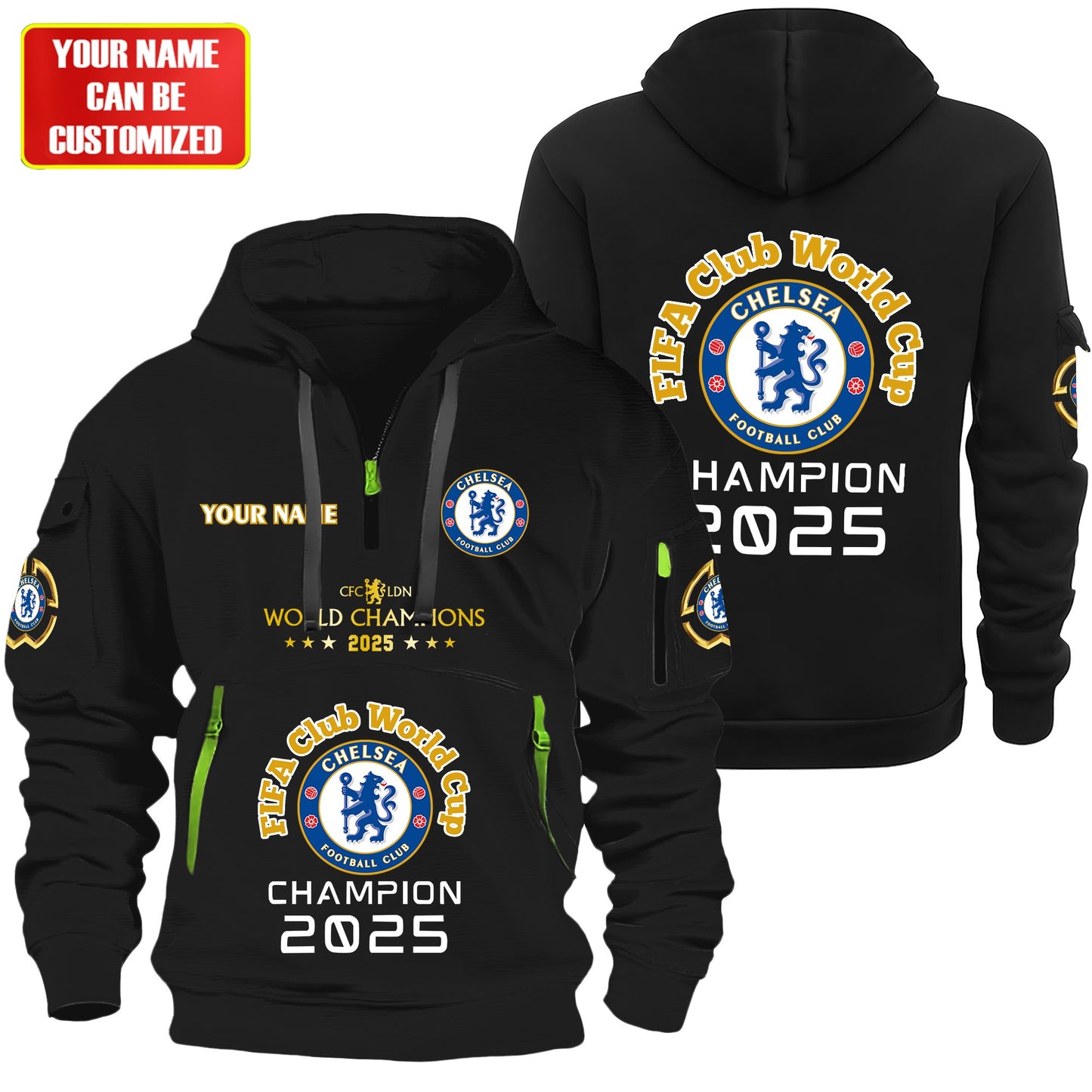 Personalized Chelsea Champions Zip-Hoodie Cotton Jacket