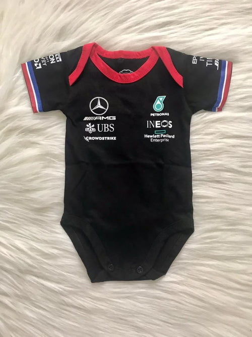 Customized Merc AMG Petronas Soccer Jersey , Baby Rib Bodysuit Sizes V2