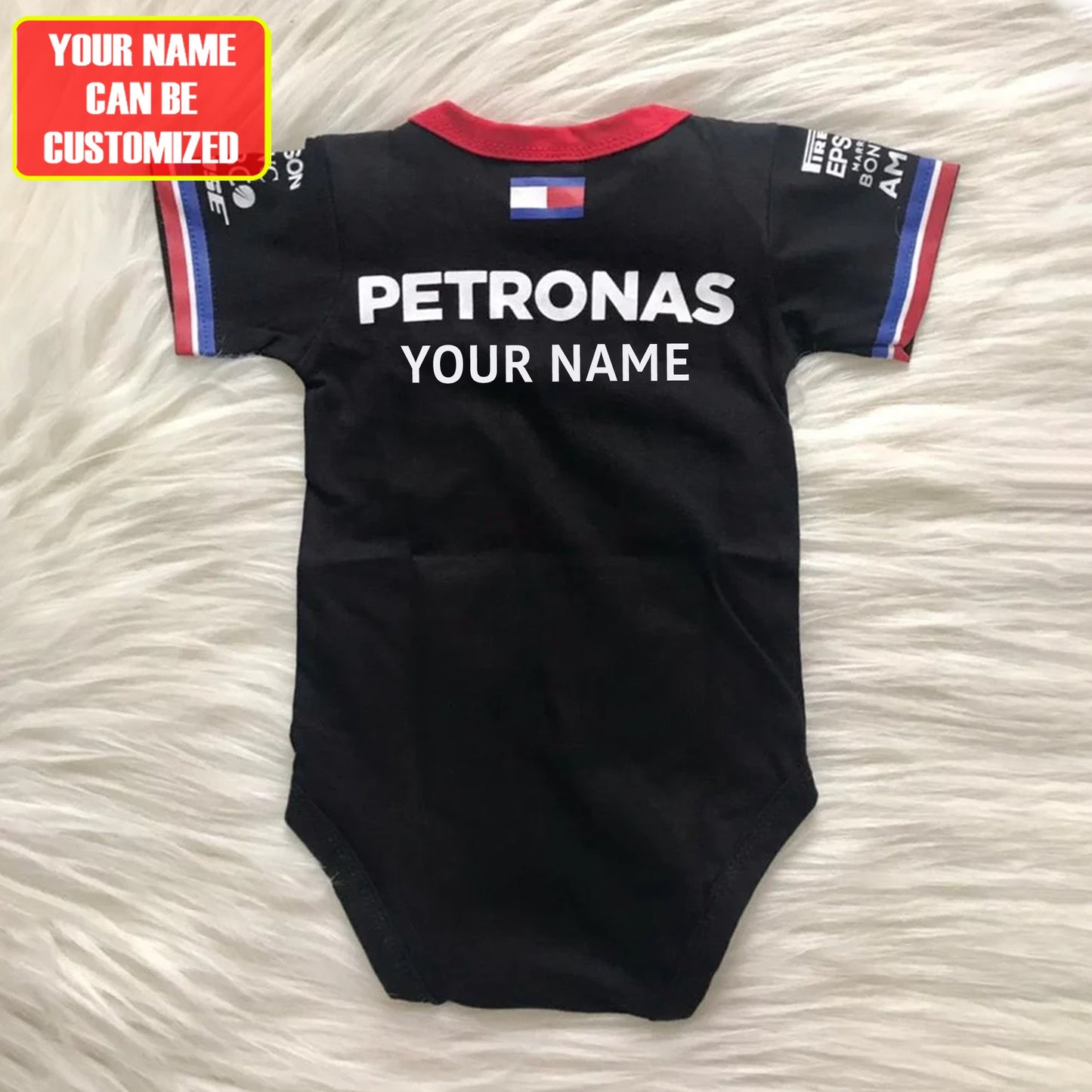 Customized Merc AMG Petronas Soccer Jersey , Baby Rib Bodysuit Sizes V2