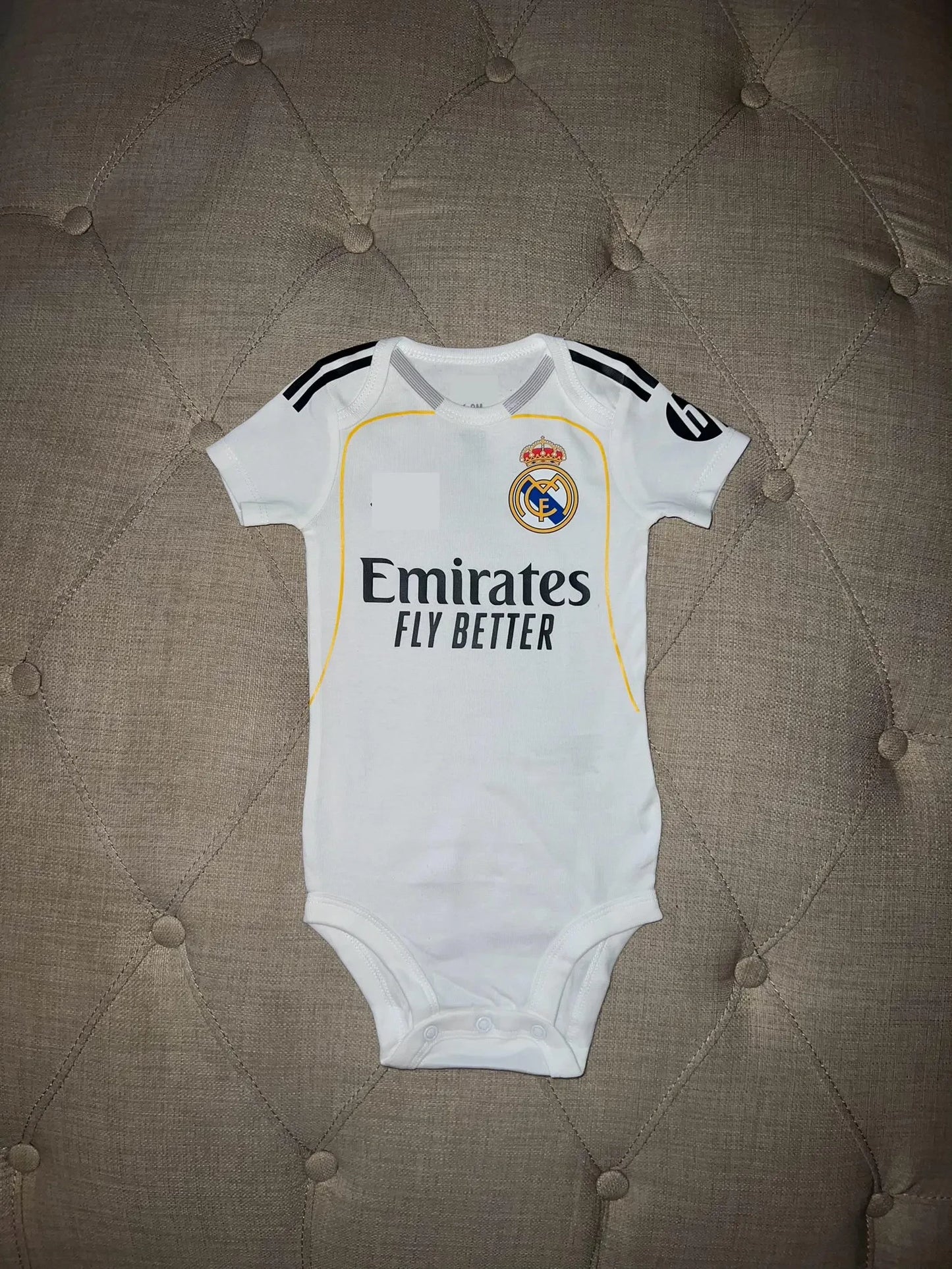 Customized Real Madrid Soccer Jersey , Baby Rib Bodysuit Sizes V4