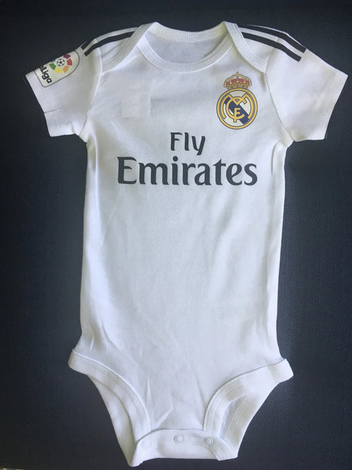 Customized Real Madrid Soccer Jersey , Baby Rib Bodysuit Sizes V5