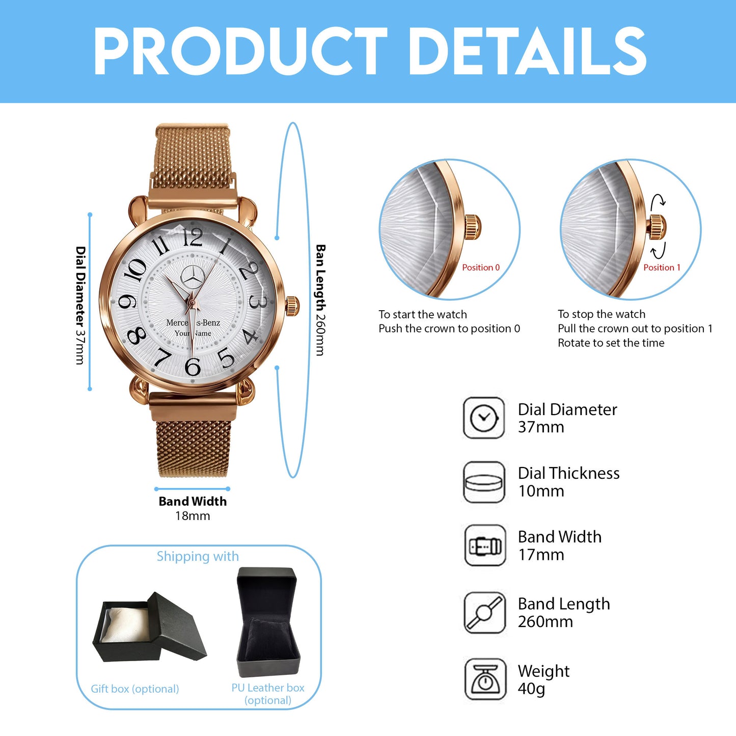 Personalized Merc Rendez-Vous Luxury Women Hand Watch