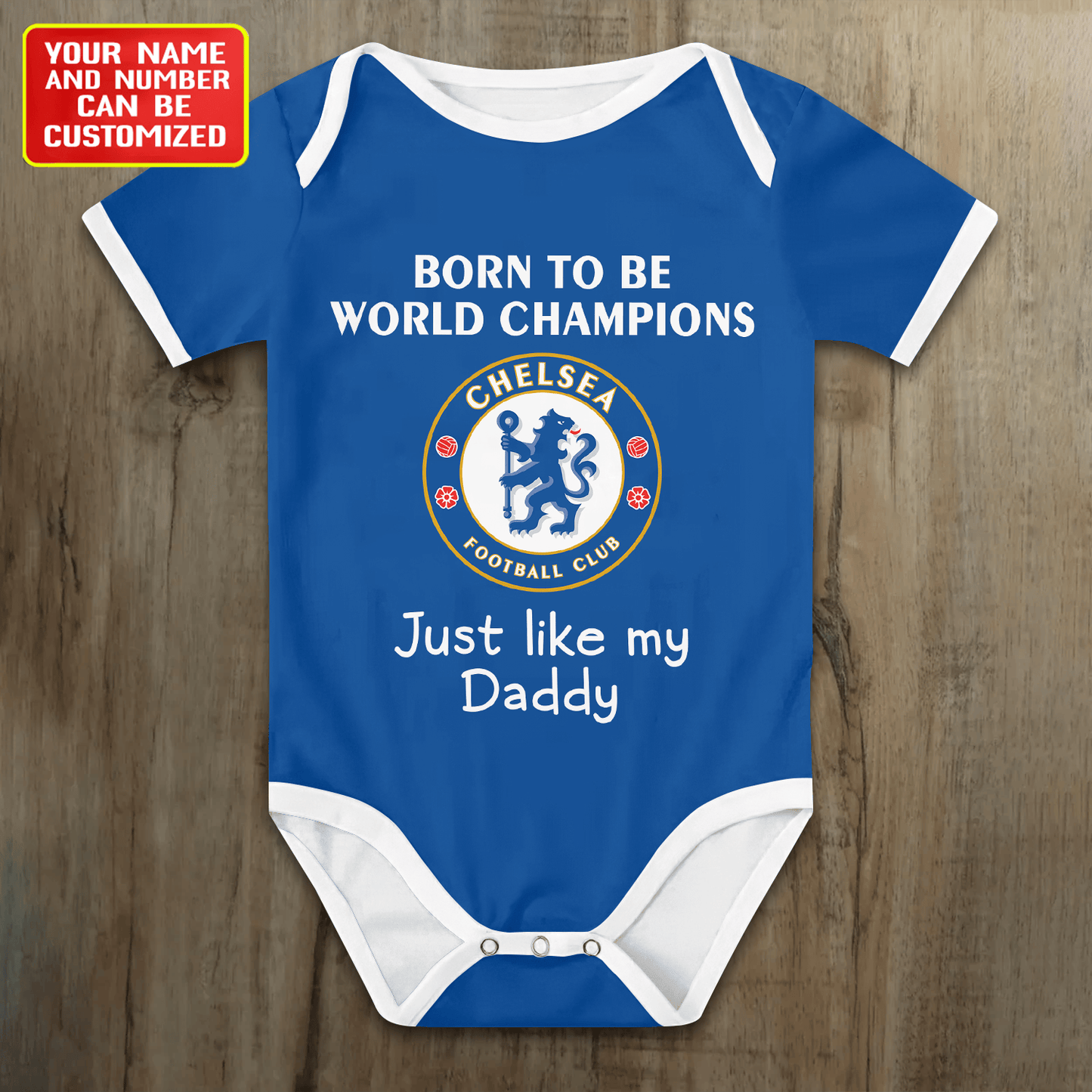 Customized Chelsea Born To Be Champions Soccer Jersey , Baby Rib Bodysuit Sizes