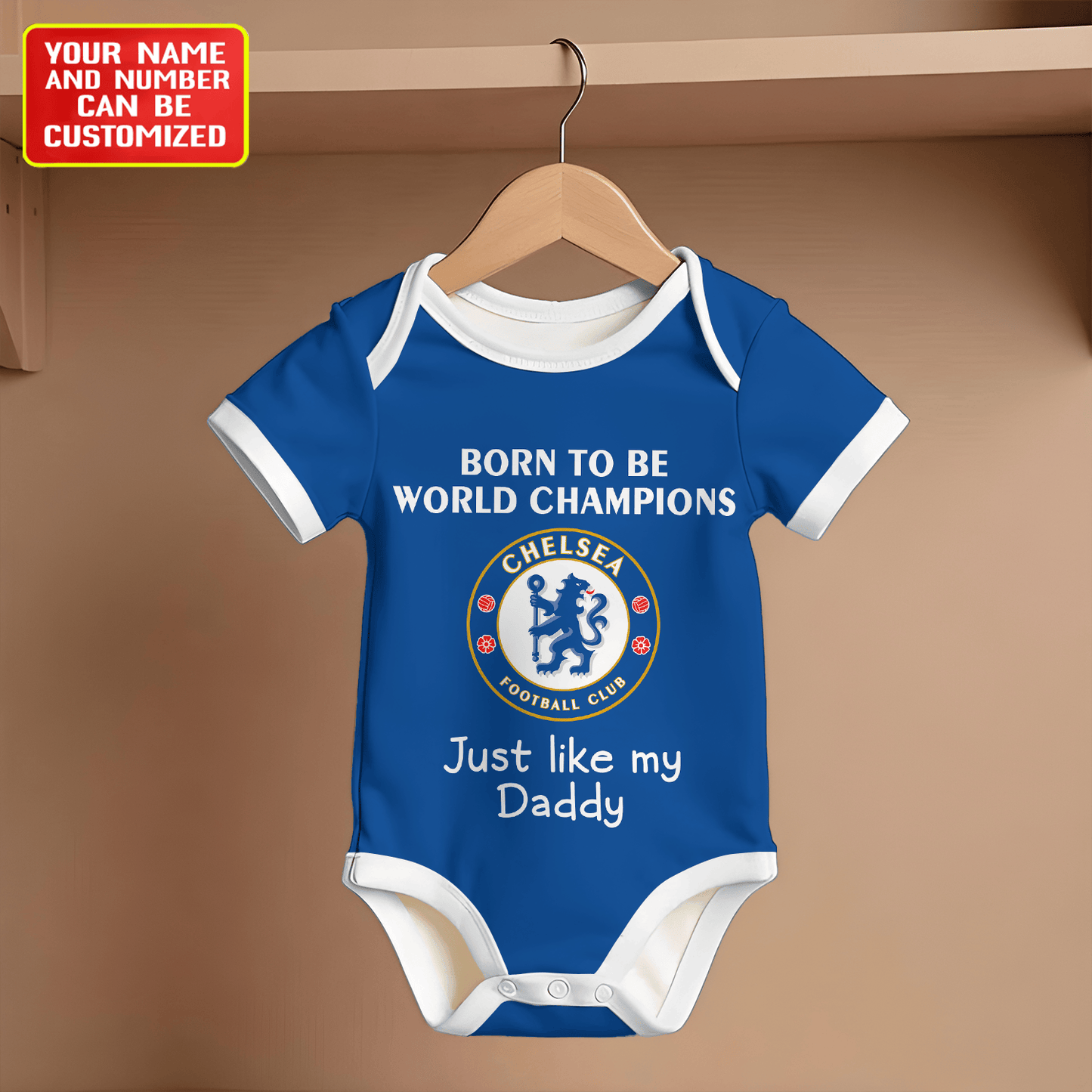 Customized Chelsea Born To Be Champions Soccer Jersey , Baby Rib Bodysuit Sizes