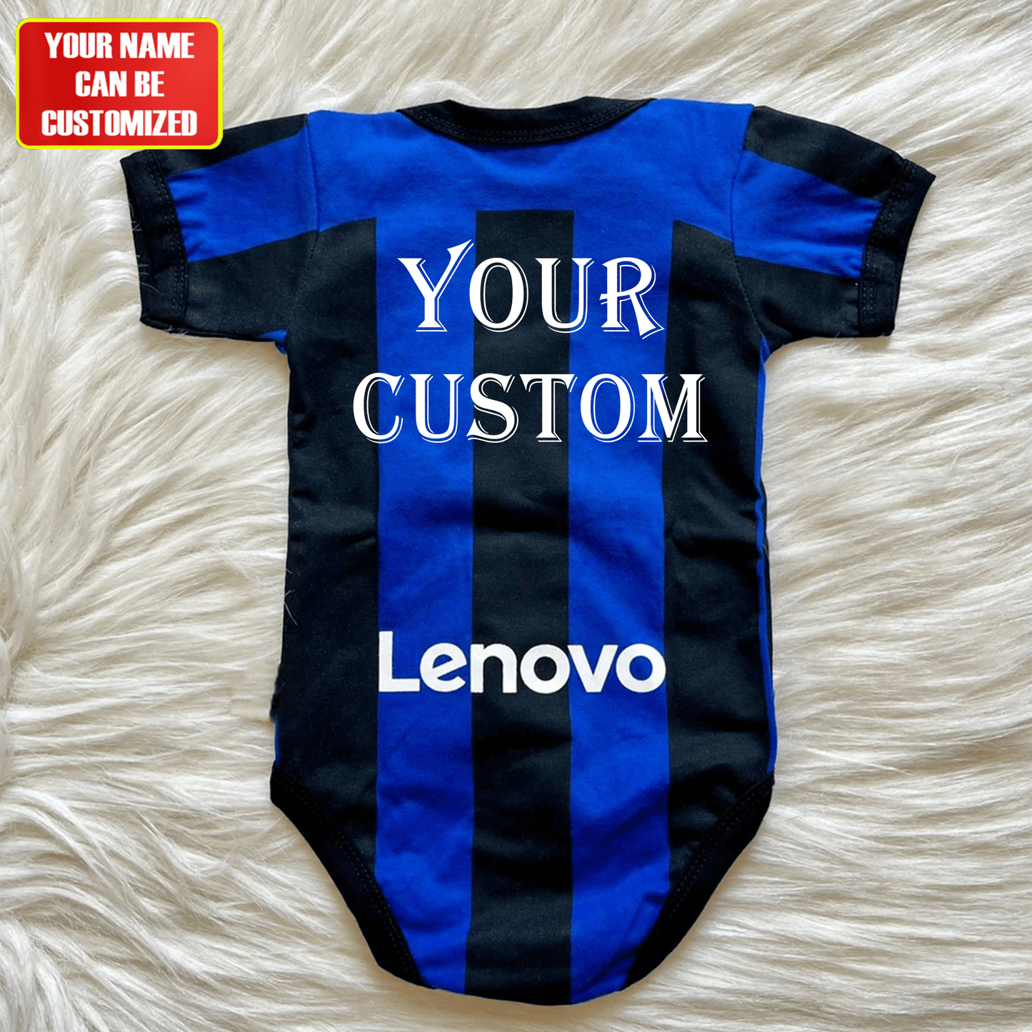 Customized Inter Milan Soccer Jersey , Baby Rib Bodysuit Sizes V2