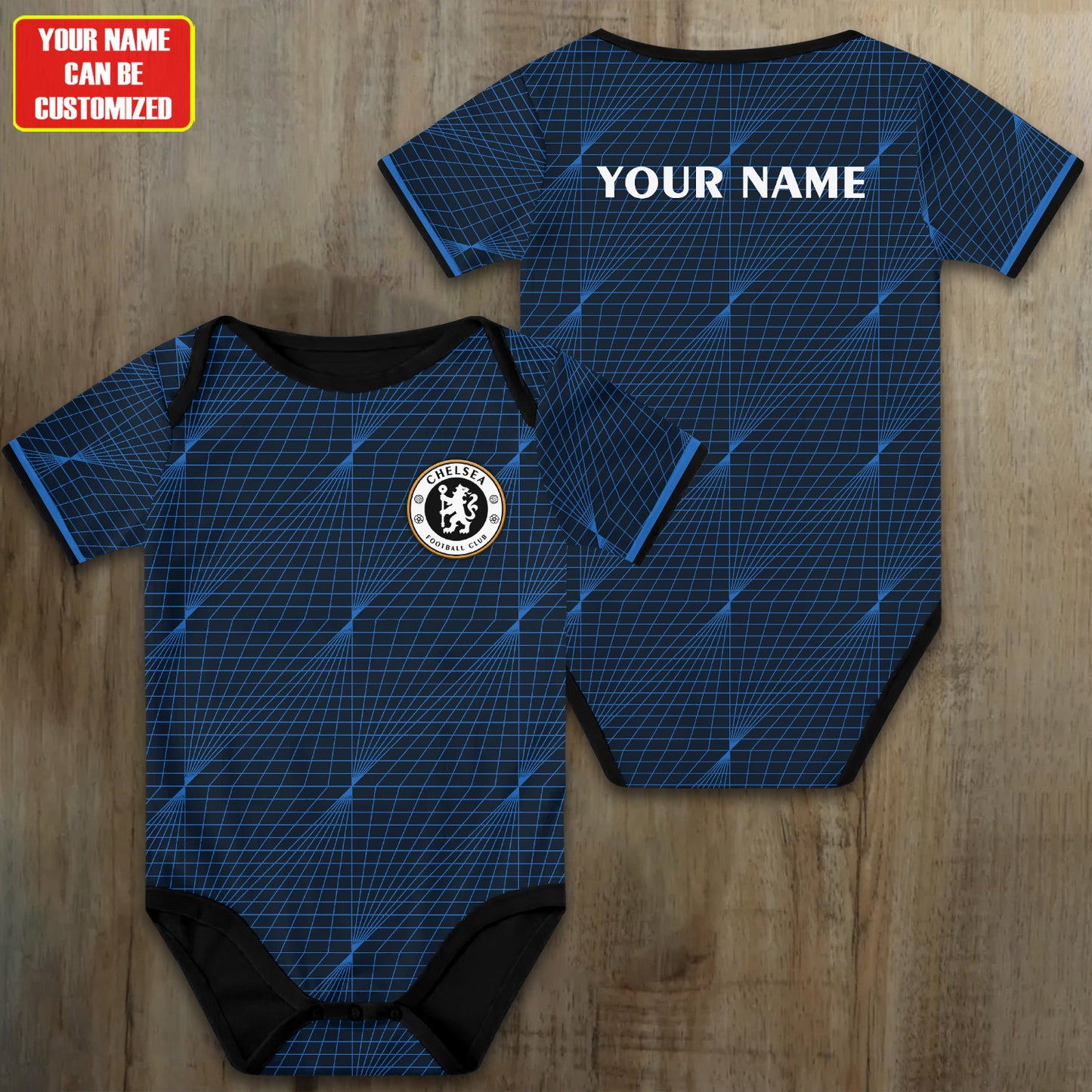 Customized Chelsea Soccer Jersey , Baby Rib Bodysuit Sizes V2