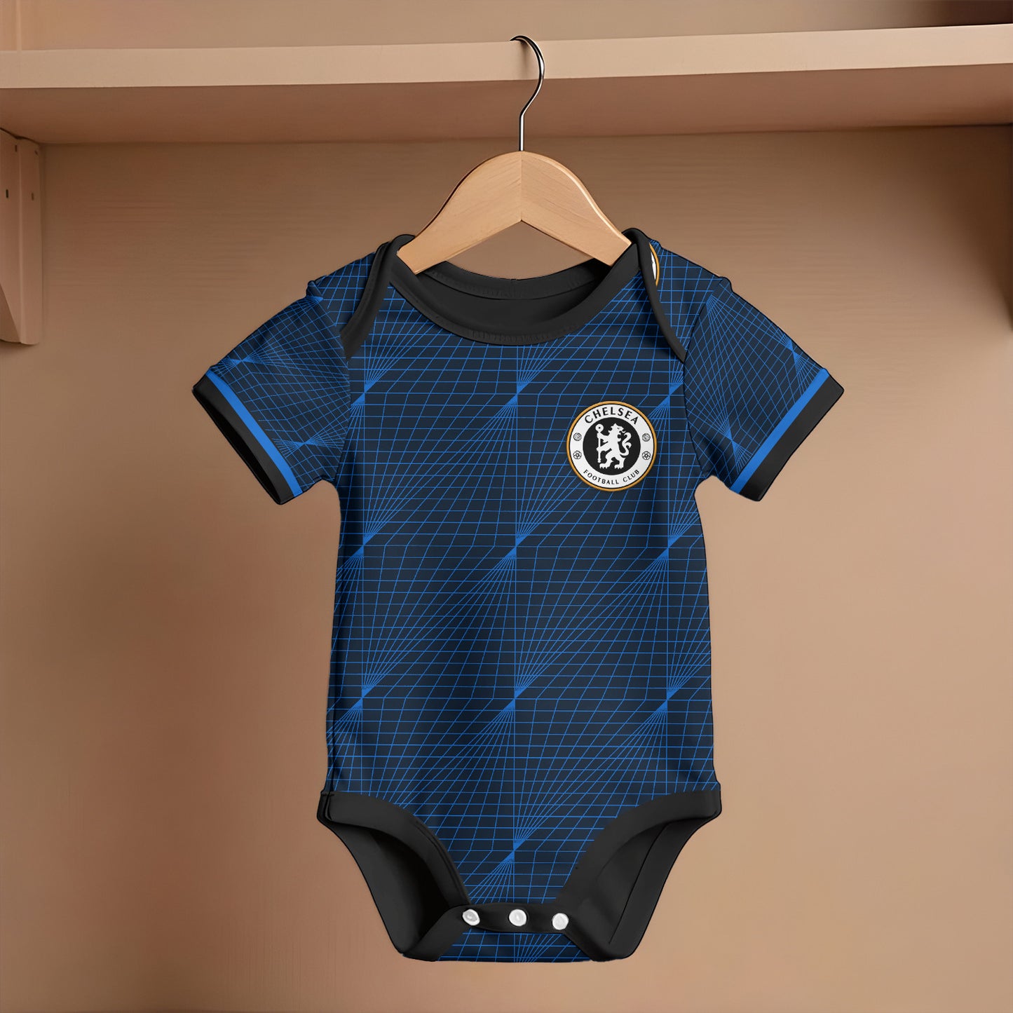 Customized Chelsea Soccer Jersey , Baby Rib Bodysuit Sizes V2
