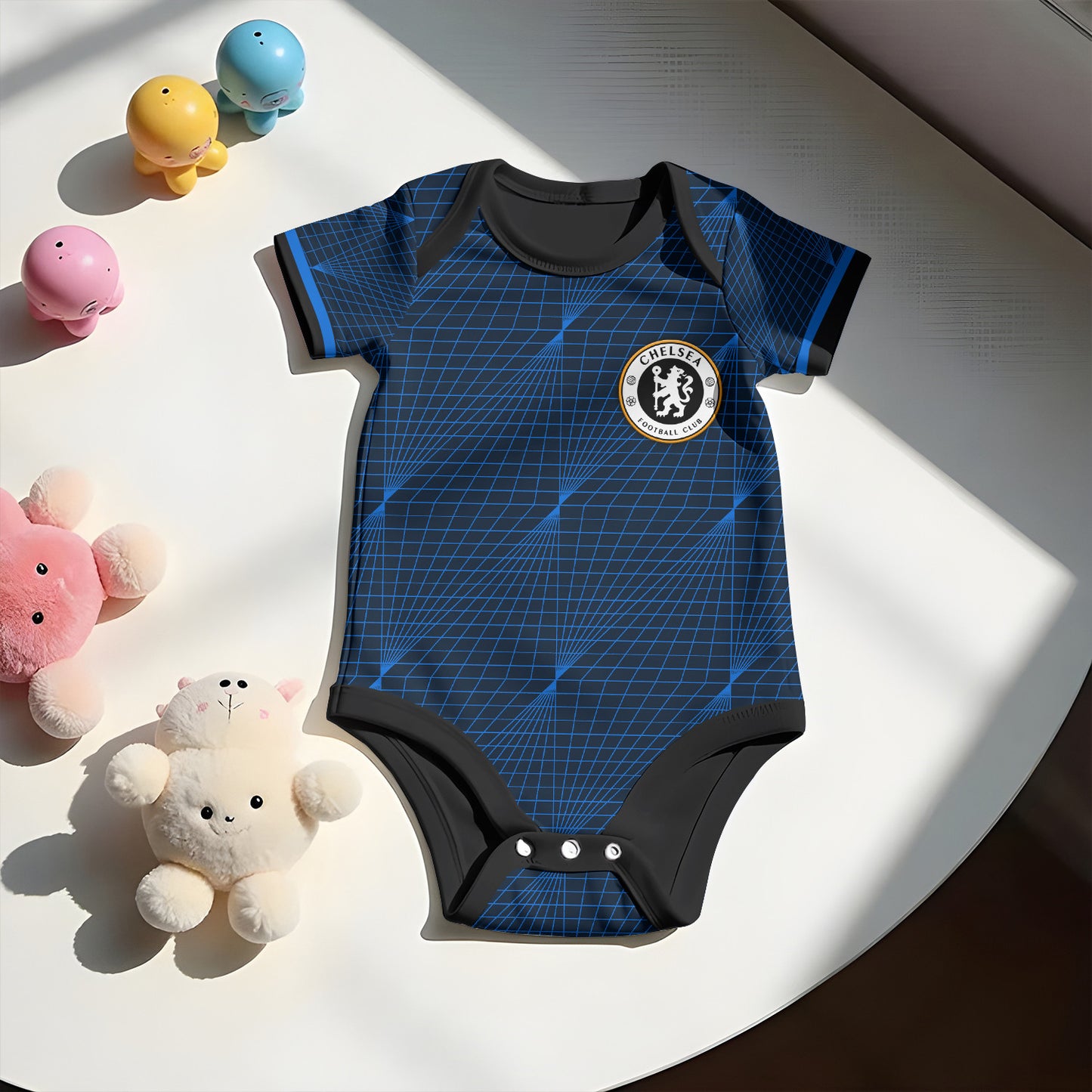 Customized Chelsea Soccer Jersey , Baby Rib Bodysuit Sizes V2