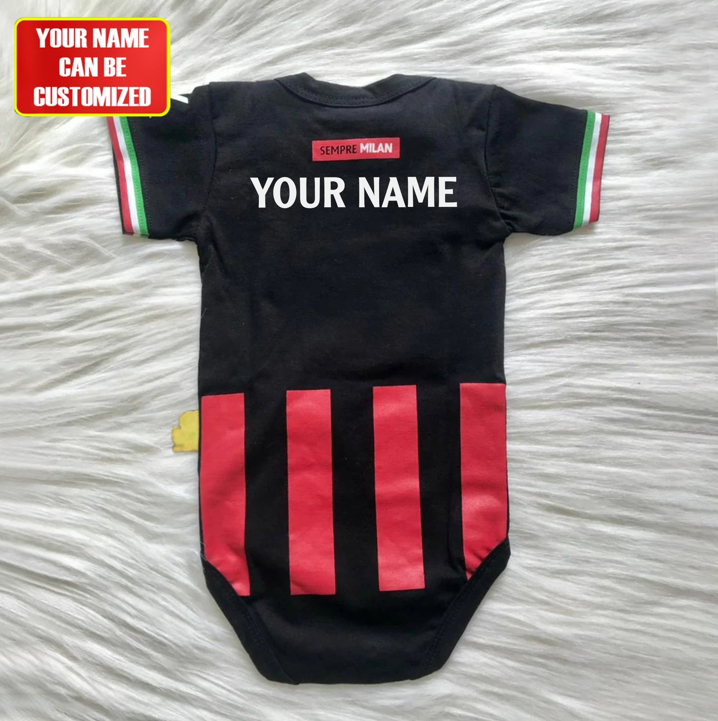 Customized AC Milan Soccer Jersey , Baby Rib Bodysuit Sizes V4