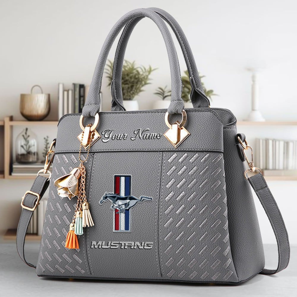 F Mustang Custom Name Classic Leather Handbag