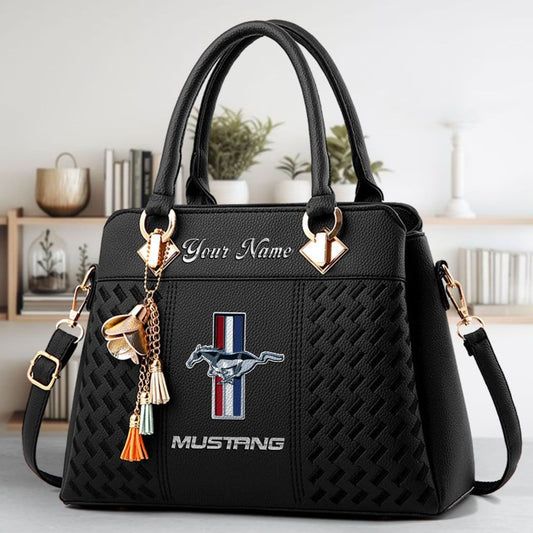 F Mustang Custom Name Classic Leather Handbag