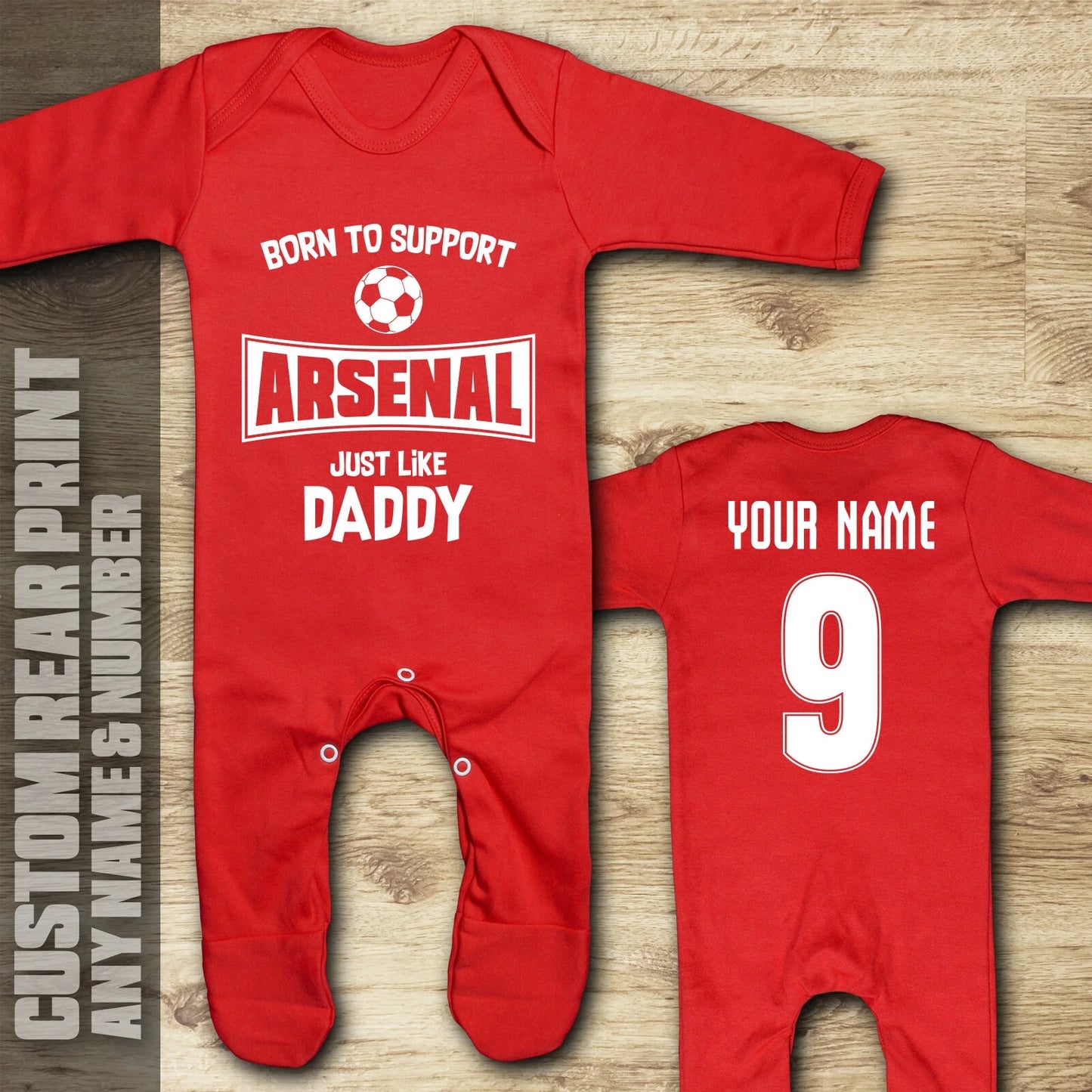 Born to Support Arsenal Customized Baby Rib Sleepwear