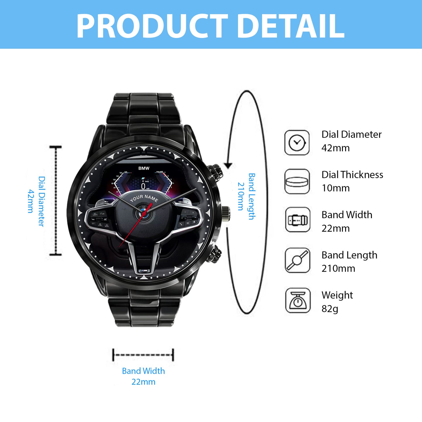 Personalized BW Cockpit Luxury Stainless Steel Watch V3