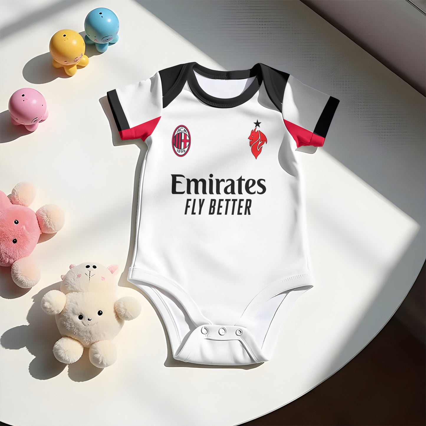 Customized AC Milan Away Soccer Jersey , Baby Rib Bodysuit Sizes