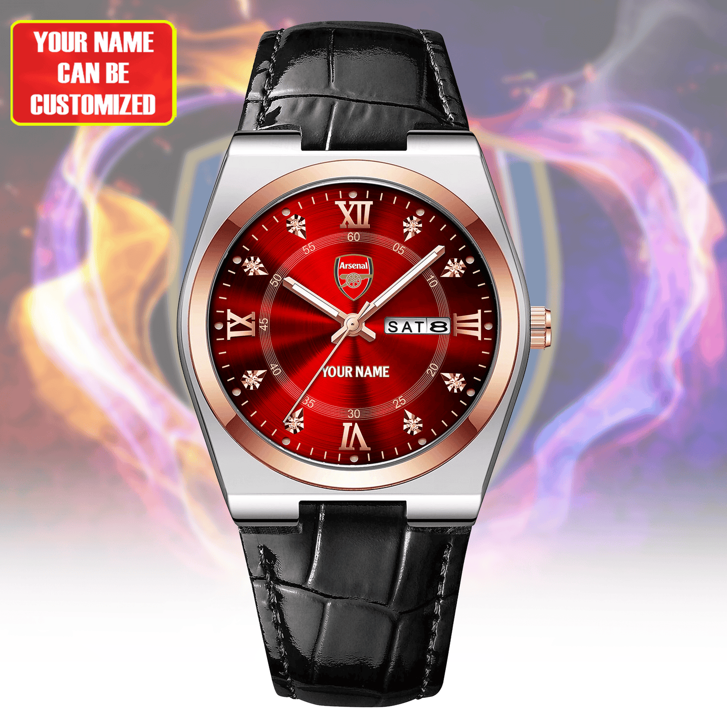 Personalized Arsenal Leather Strap Watch
