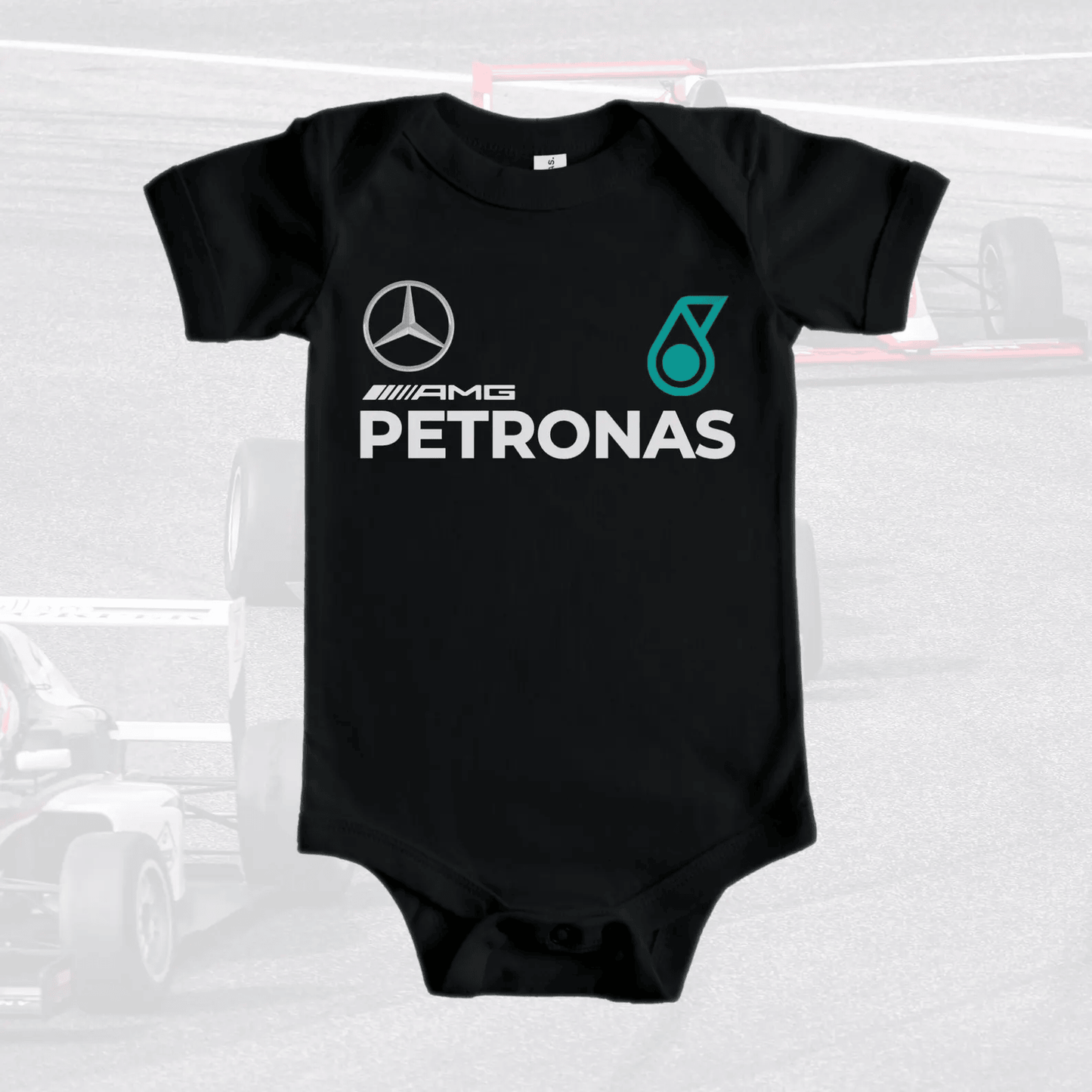 Customized Merc AMG Petronas Soccer Jersey , Baby Rib Bodysuit Sizes V3