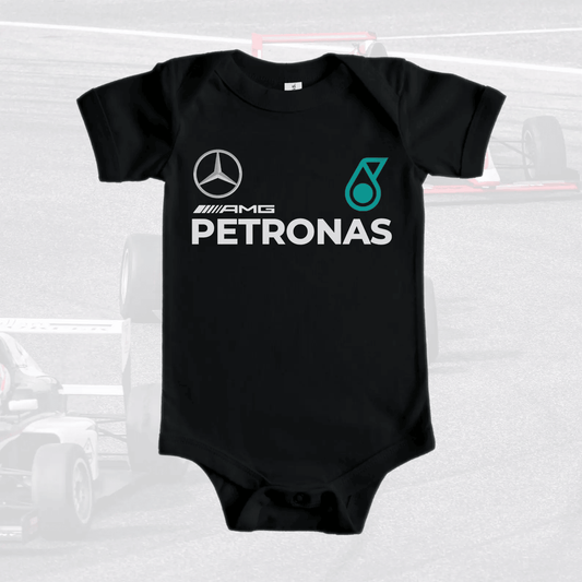 Customized Merc AMG Petronas Soccer Jersey , Baby Rib Bodysuit Sizes V3