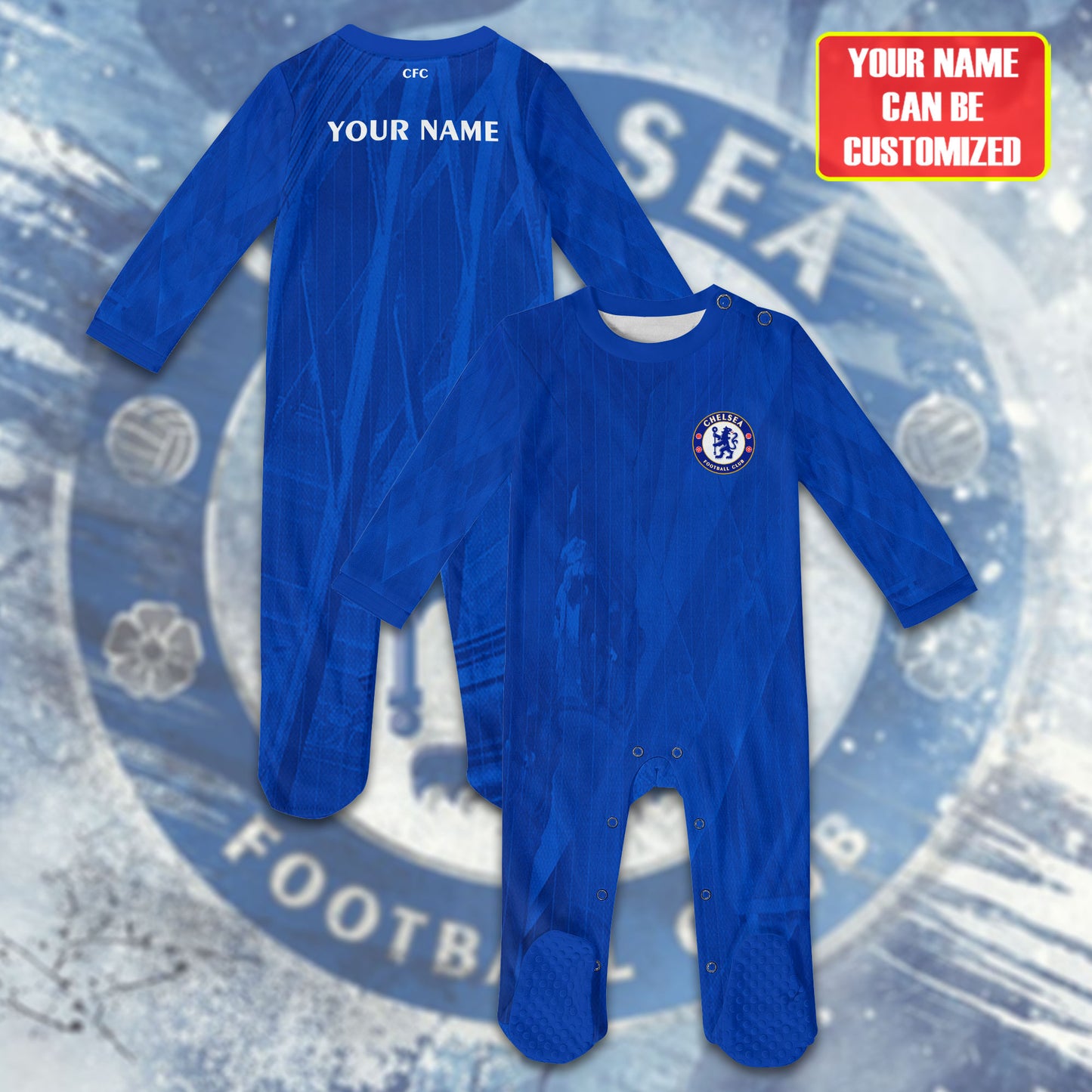 Chelsea Soccer Customized Baby Rib Sleepwear