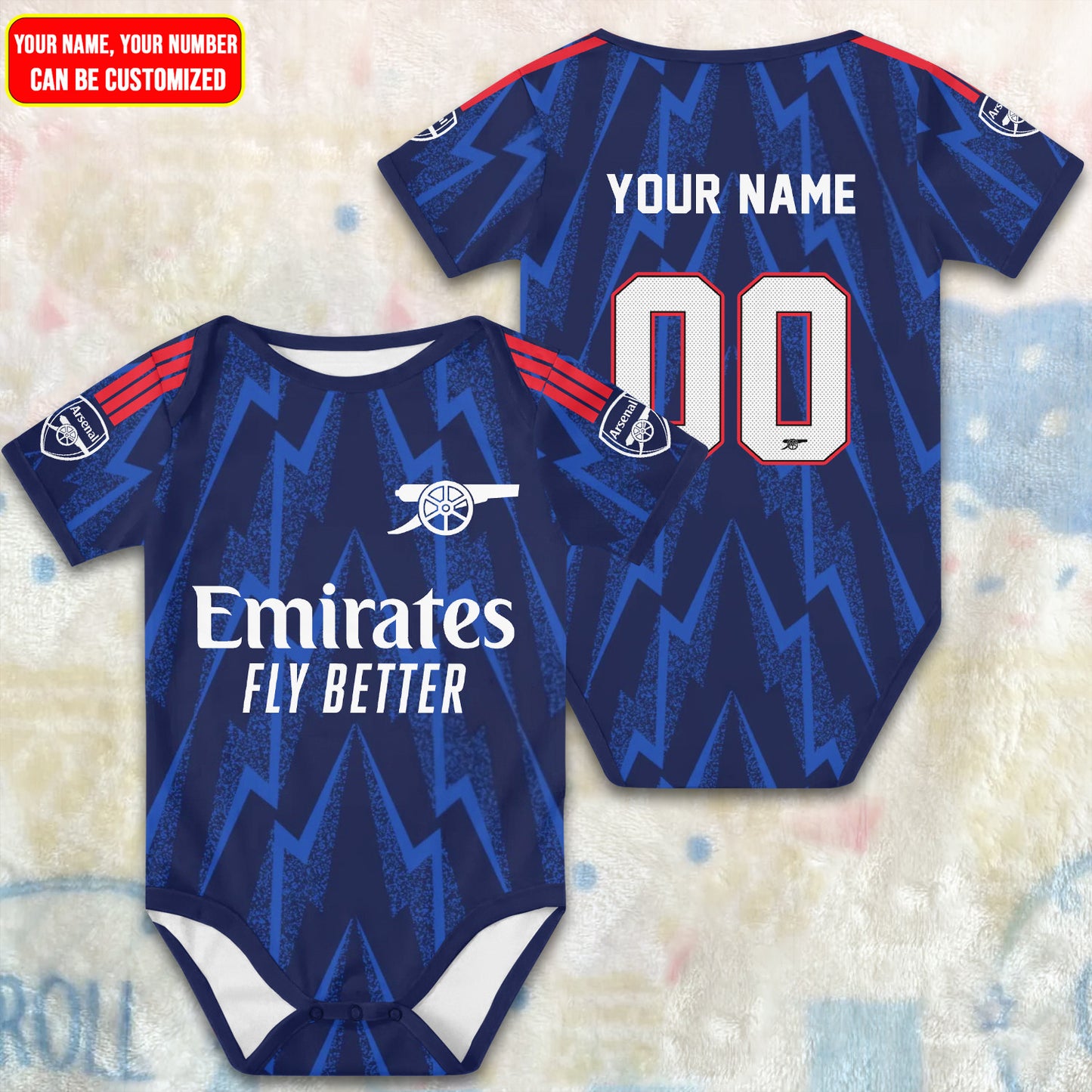 Customized Arsenal Away Soccer Jersey , Baby Rib Bodysuit Sizes