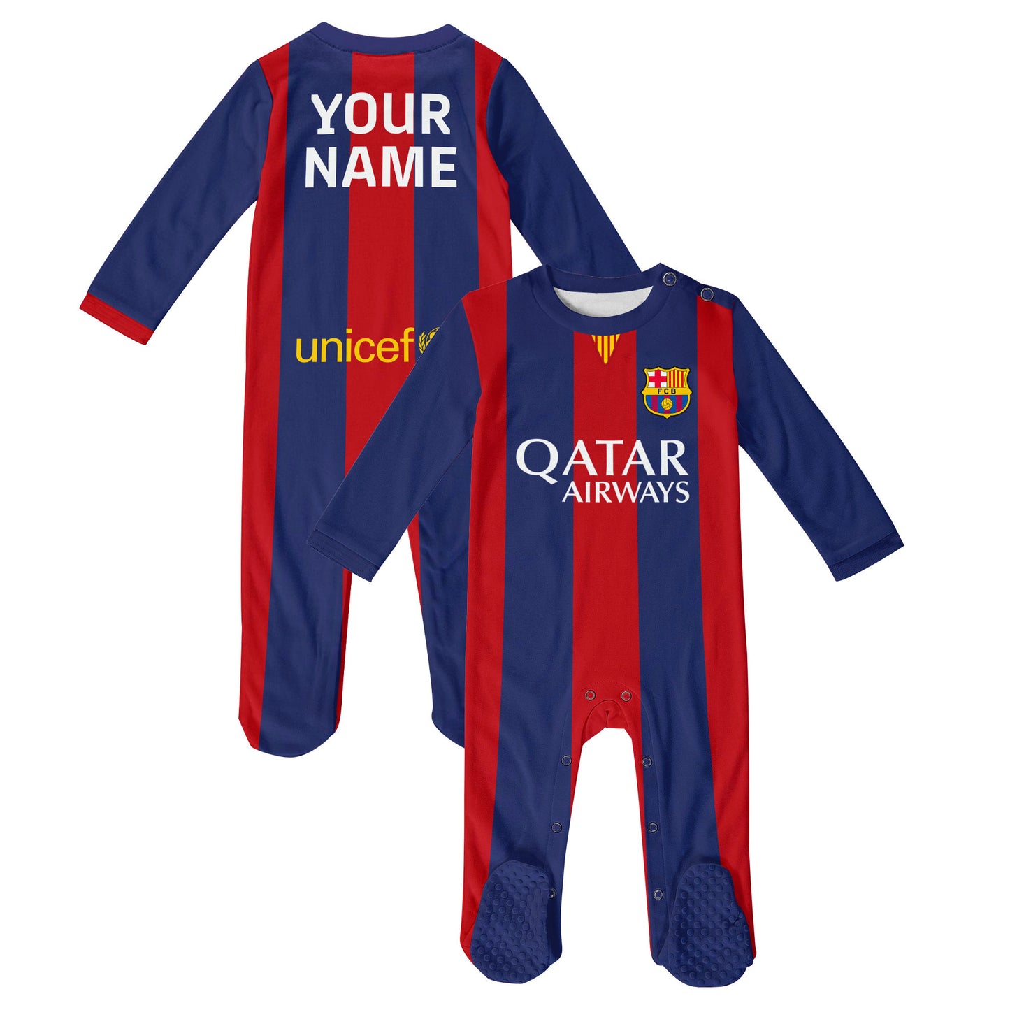 Barcelona Soccer Customized Baby Rib Sleepwear