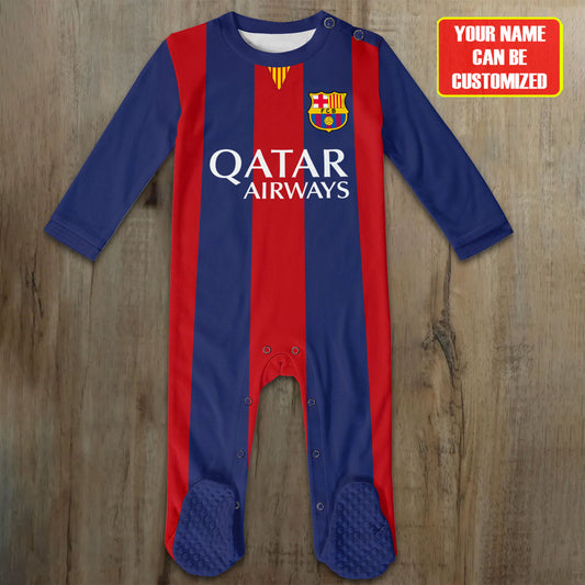 Barcelona Soccer Customized Baby Rib Sleepwear