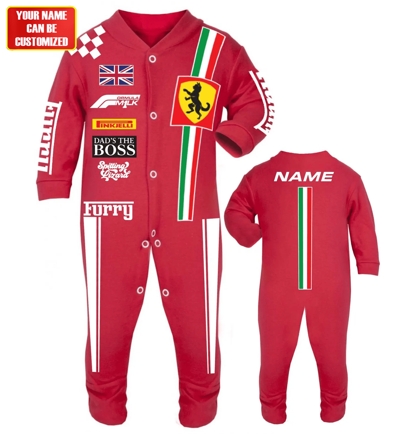 Furry Baby Racing Customized Baby Rib Sleepwear