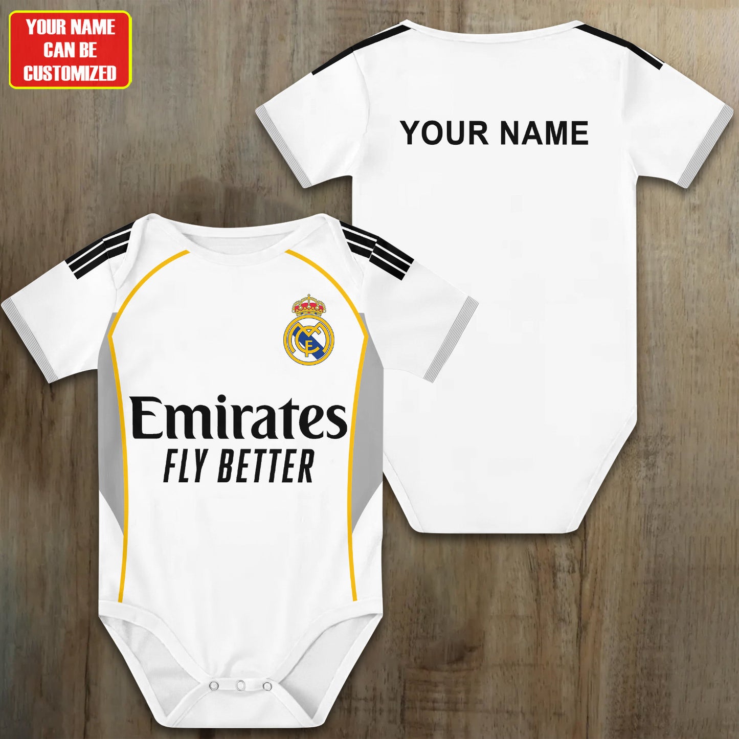 Customized Real Madrid Soccer Jersey , Baby Rib Bodysuit Sizes