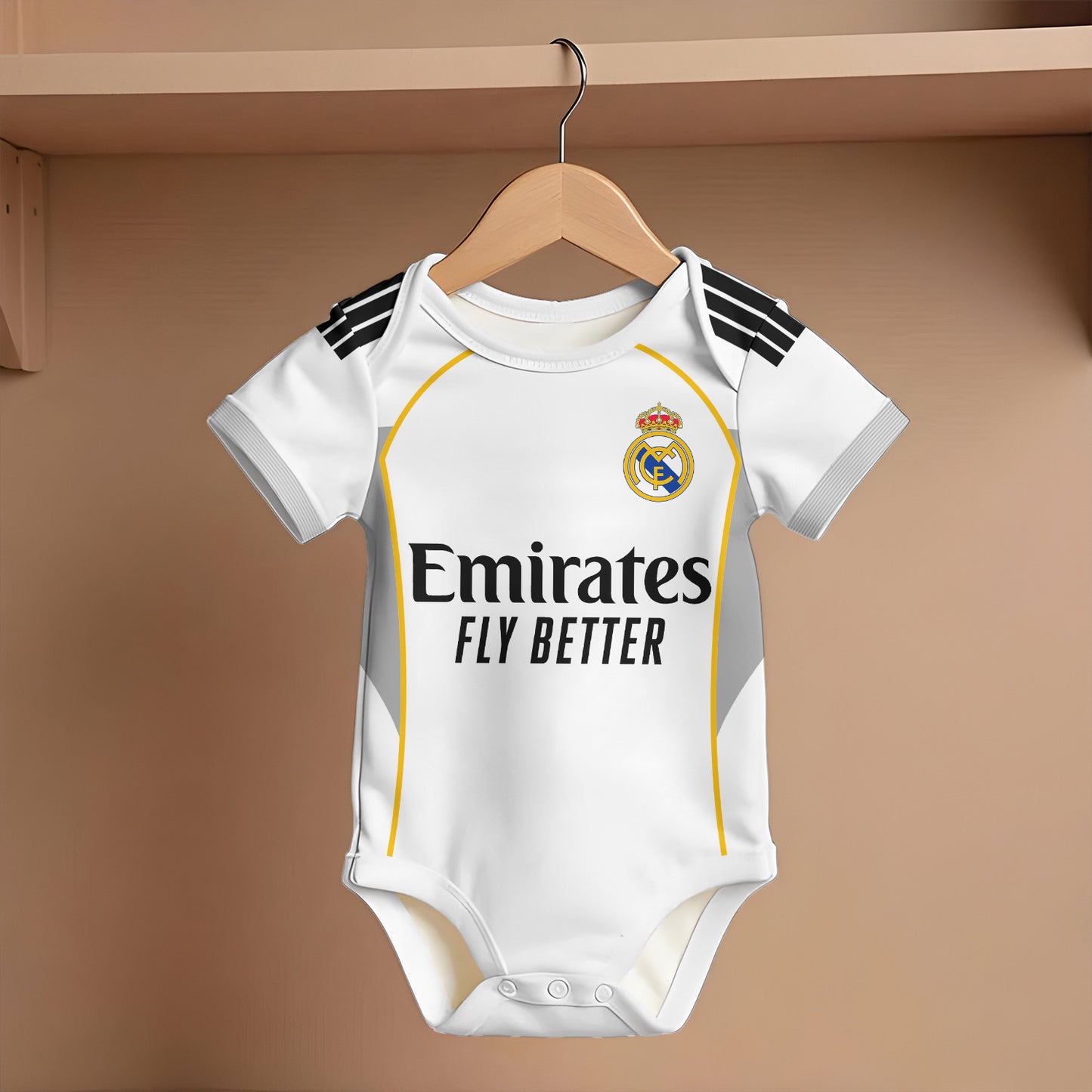 Customized Real Madrid Soccer Jersey , Baby Rib Bodysuit Sizes