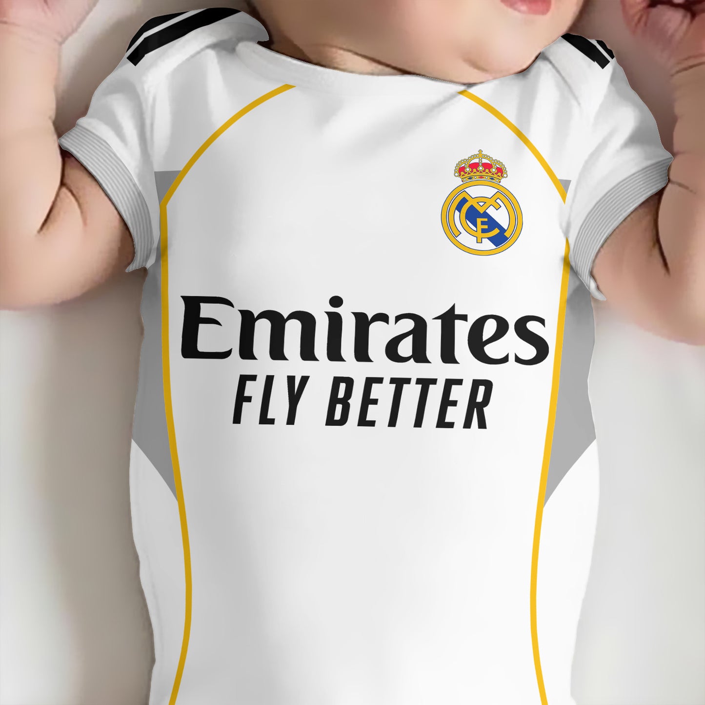 Customized Real Madrid Soccer Jersey , Baby Rib Bodysuit Sizes