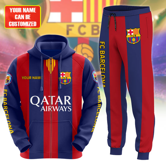 Personalized Barcelona Uniform 3D All over Printed Hoodie and Sweatpants set