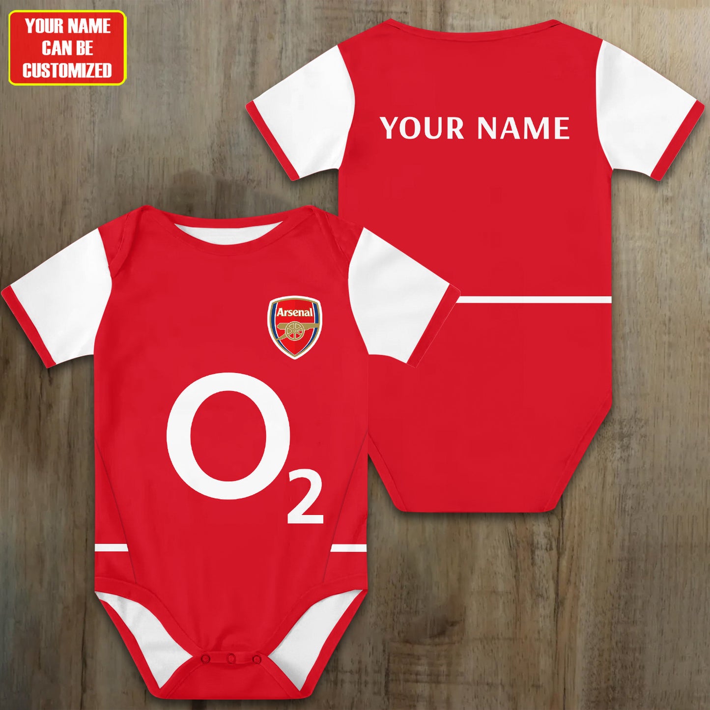 Customized Arsenal Soccer Jersey , Baby Rib Bodysuit Sizes V2