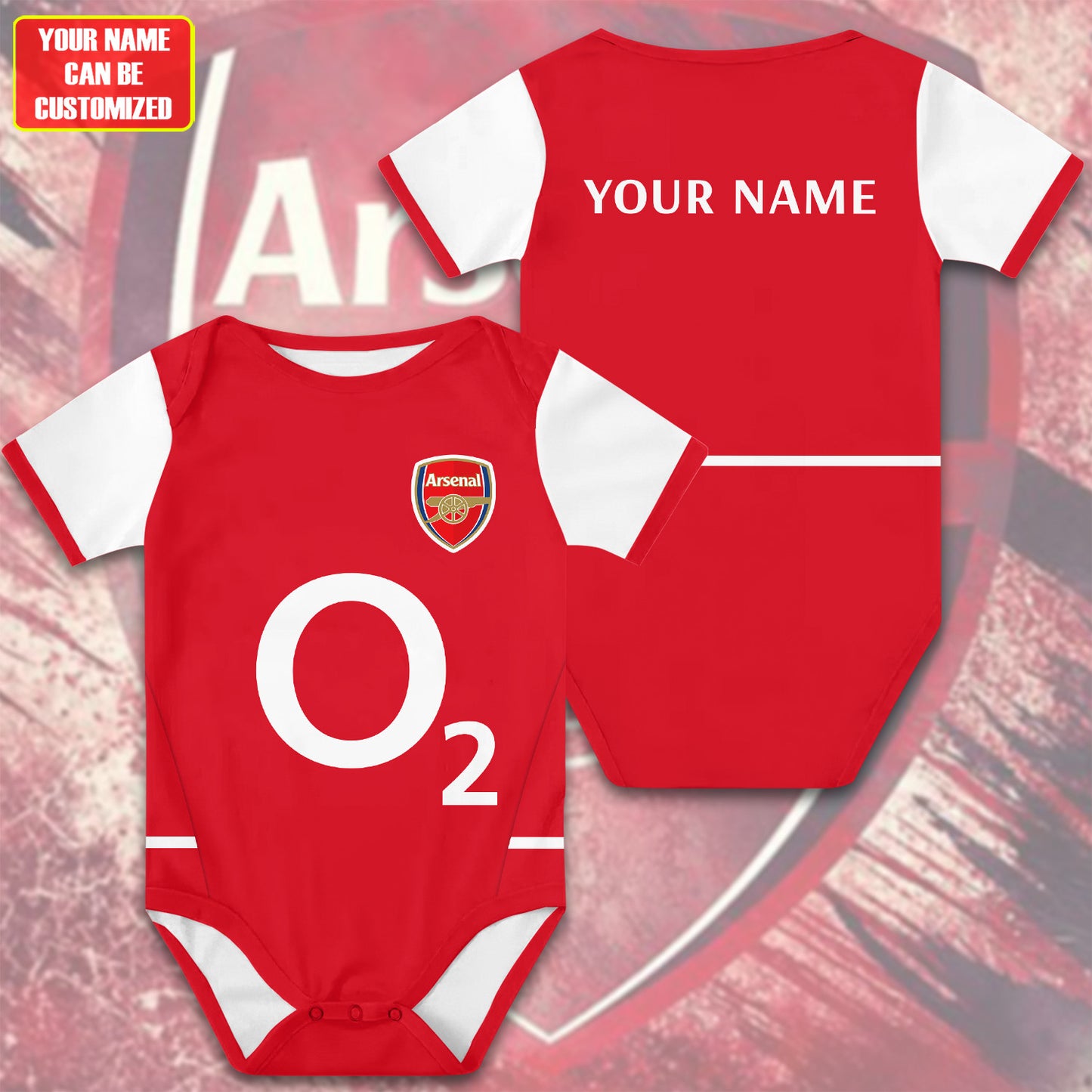Customized Arsenal Soccer Jersey , Baby Rib Bodysuit Sizes V2