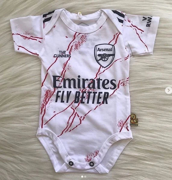 Customized Arsenal Away White Soccer Jersey , Baby Rib Bodysuit Sizes
