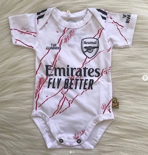 Customized Arsenal Away White Soccer Jersey , Baby Rib Bodysuit Sizes