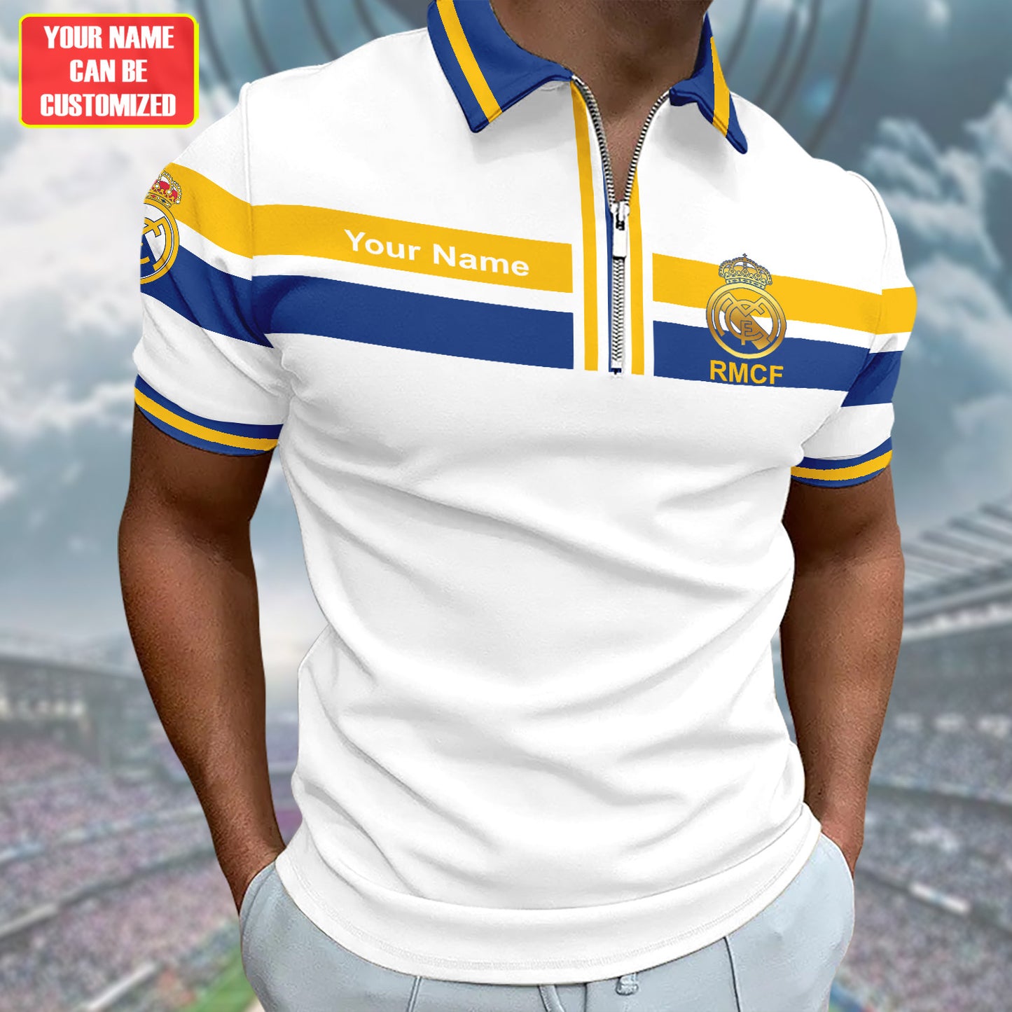 Personalized Real Madrid Q8 3D Full Printing Set , Real Madrid Q8 Shirt , Real Madrid Set , Zipper Polo, Hoodie , Short , Polo , hawaii